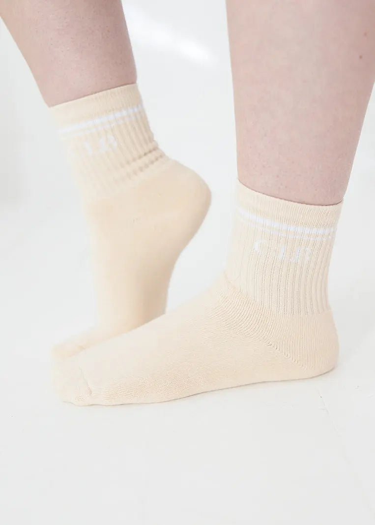 Cream Half Crew Socks Foot Soldier Mom Cushioned Comfort Charlie Lou Baby Everetts Place: Online Boutique 12.00