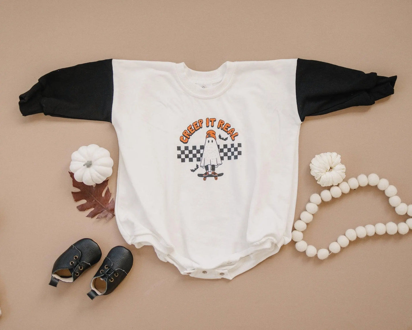 Little Joy Co. Creep It Real Halloween Sweatshirt Romper For Women -