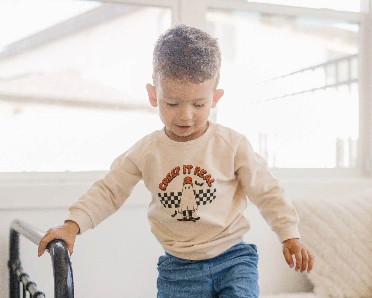Little Joy Co. Creep It Real Organic Cotton Crewneck Sweatshirt Snaps -