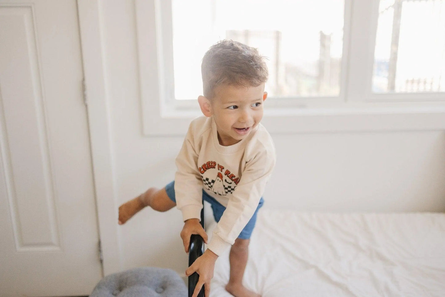 Little Joy Co. Creep It Real Organic Cotton Crewneck Sweatshirt Snaps -