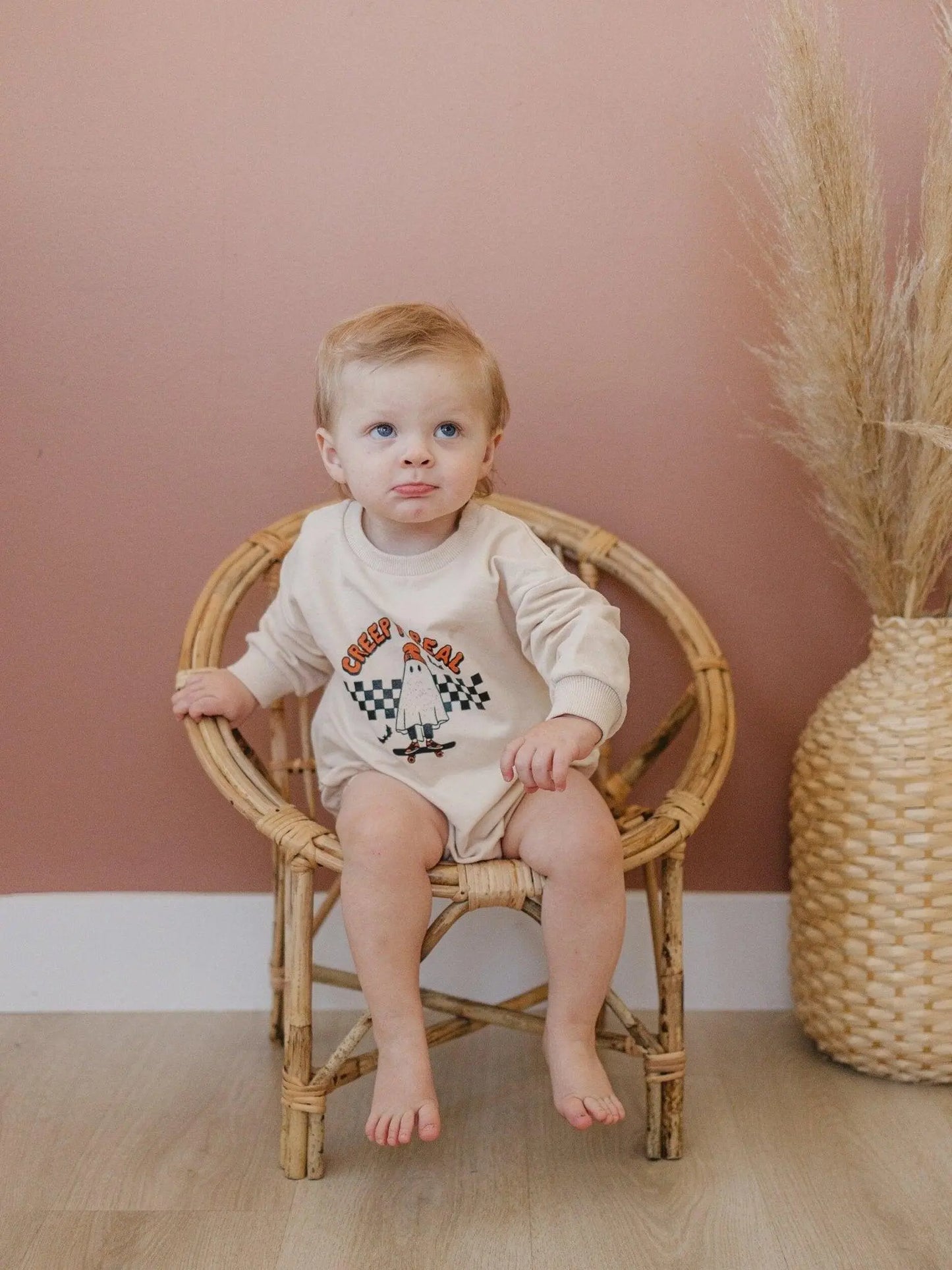 Little Joy Co. Creep It Real Organic Cotton Sweatshirt Romper Baby -