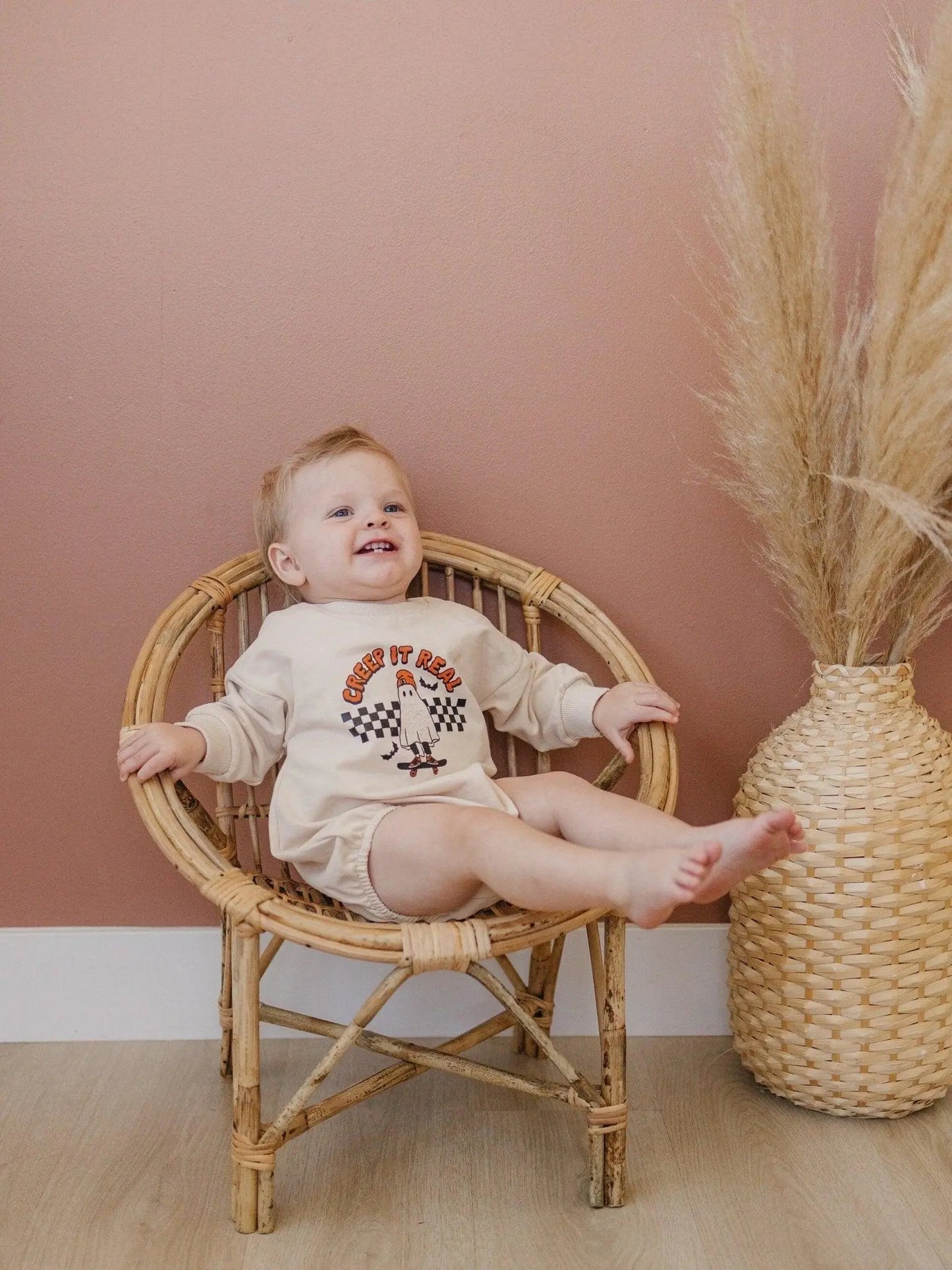 Little Joy Co. Creep It Real Organic Cotton Sweatshirt Romper Baby -