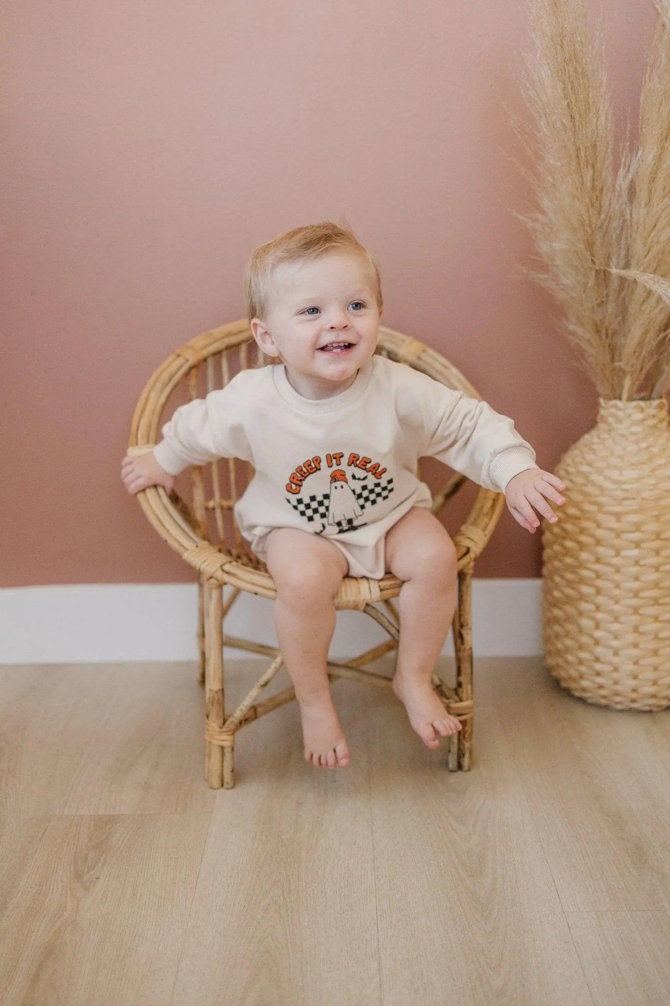 Little Joy Co. Creep It Real Organic Cotton Sweatshirt Romper Baby -
