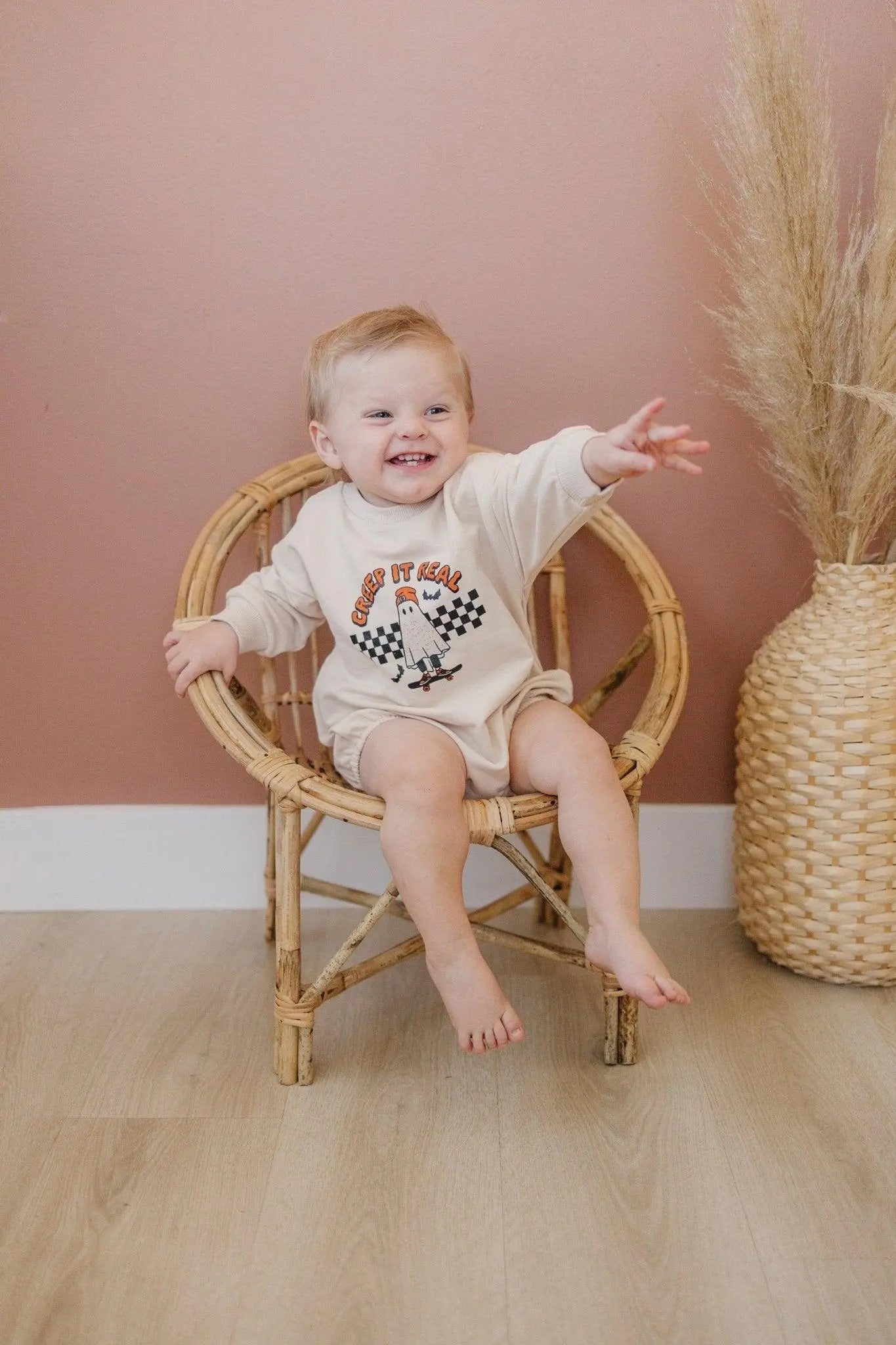 Little Joy Co. Creep It Real Organic Cotton Sweatshirt Romper Baby -