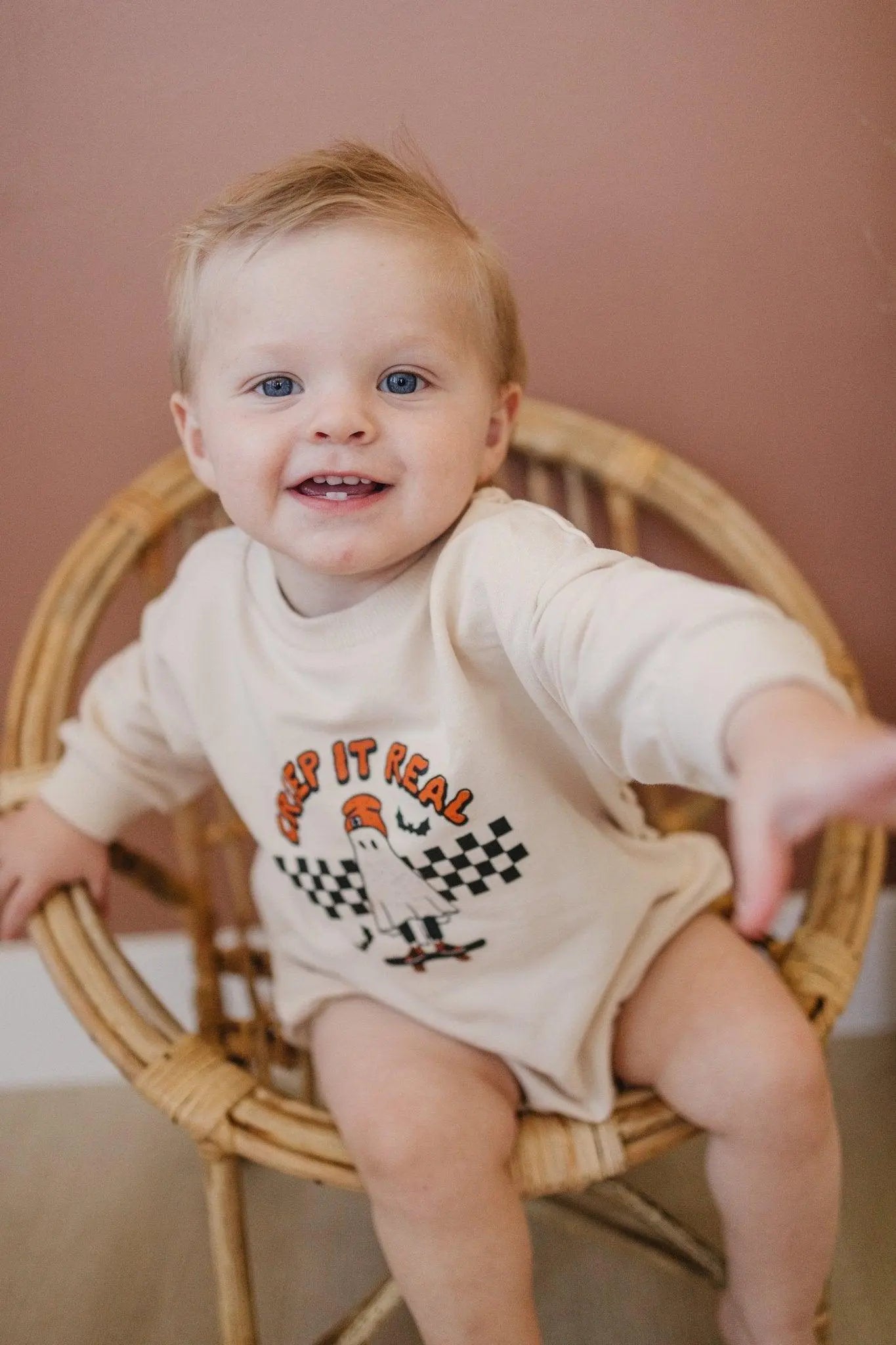 Little Joy Co. Creep It Real Organic Cotton Sweatshirt Romper Baby -