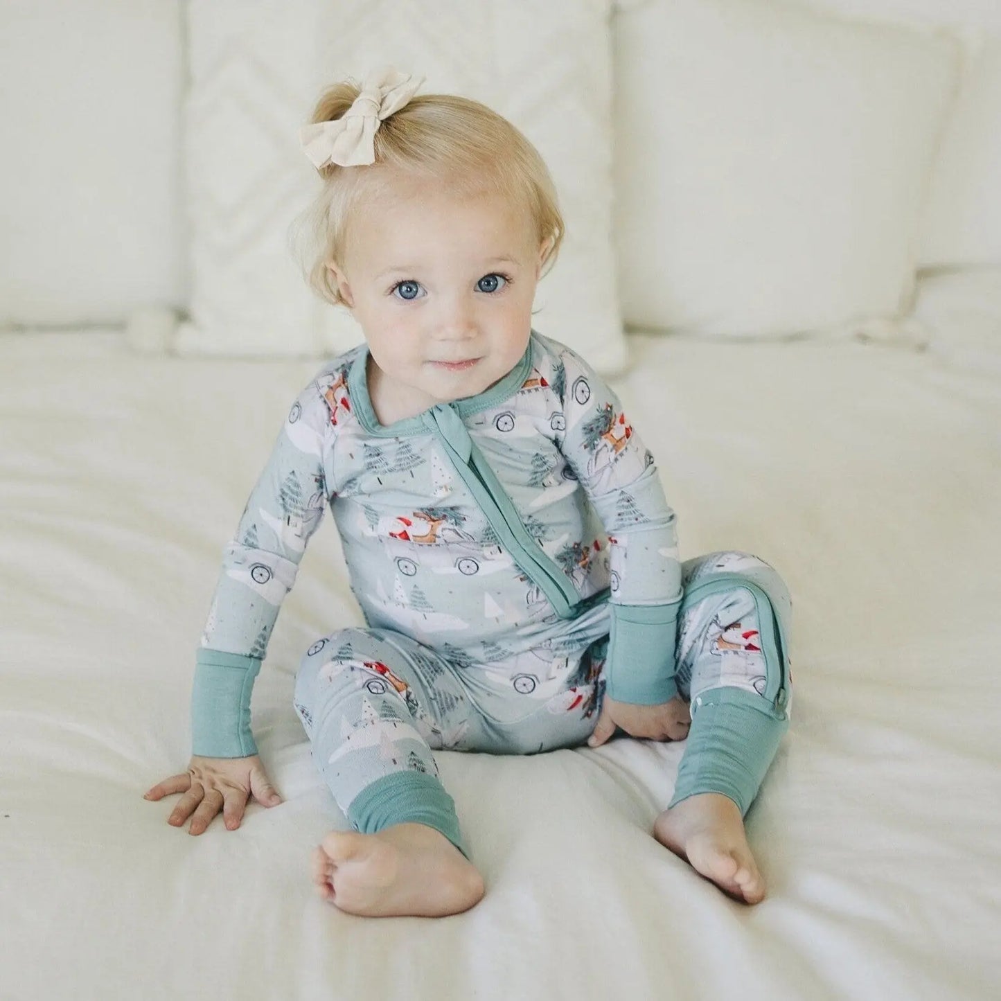 Little Joy Co. Cruisin to Christmas Bamboo Zippy Romper Festive Holiday - Apparel & Accessories > Clothing > Baby & Toddler Clothing > Baby One-Pieces