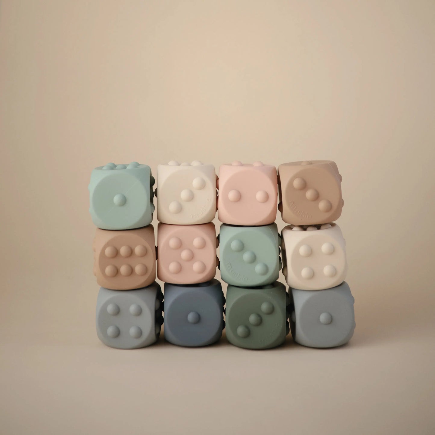 Mushie Dice Press Toy for Fine Motor Skill Development and Learning Mushie