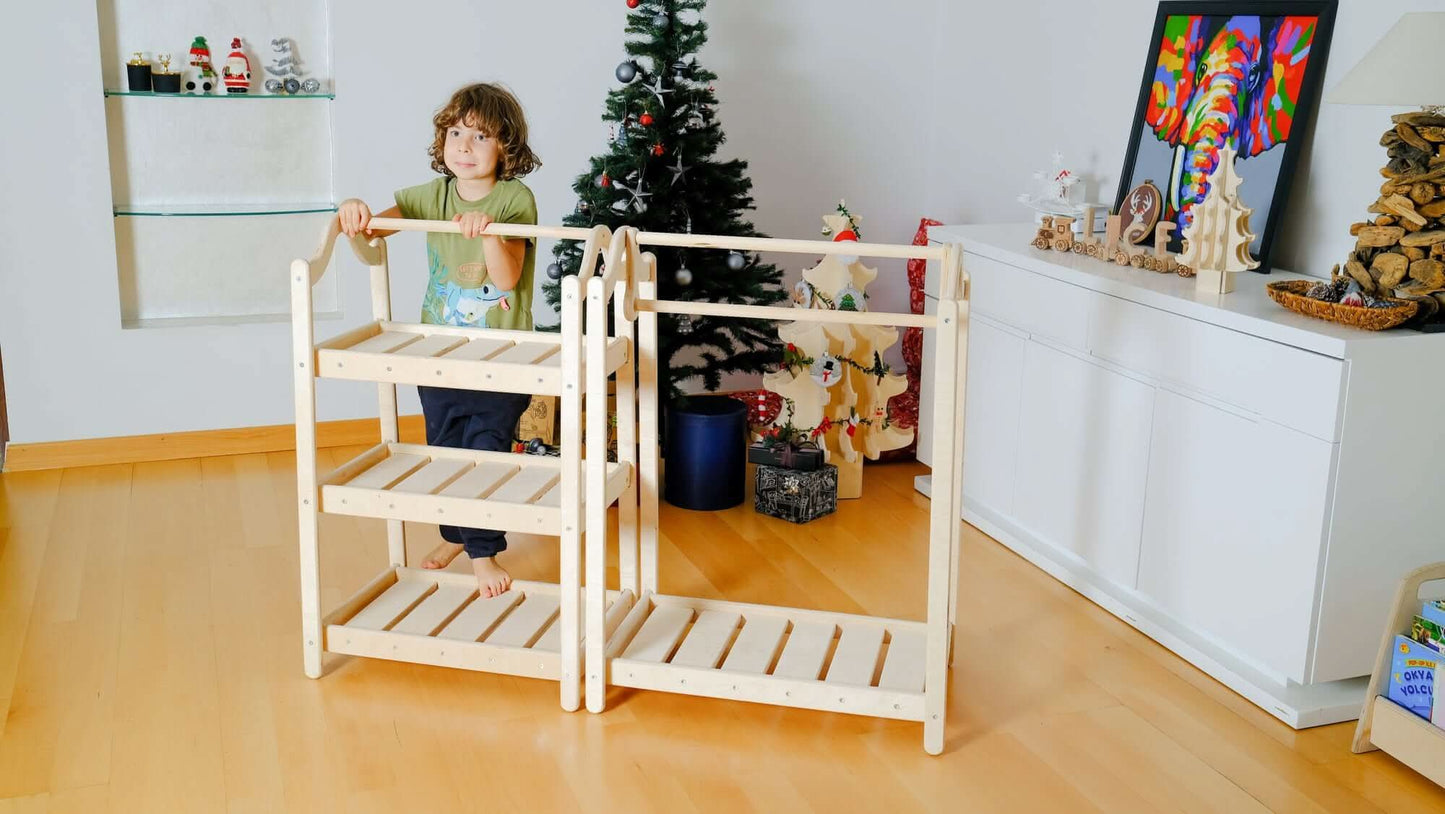 Montessori Wooden Wardrobe Set for Kids Clothing Organizer Kidodido Everetts Place: Online Boutique
