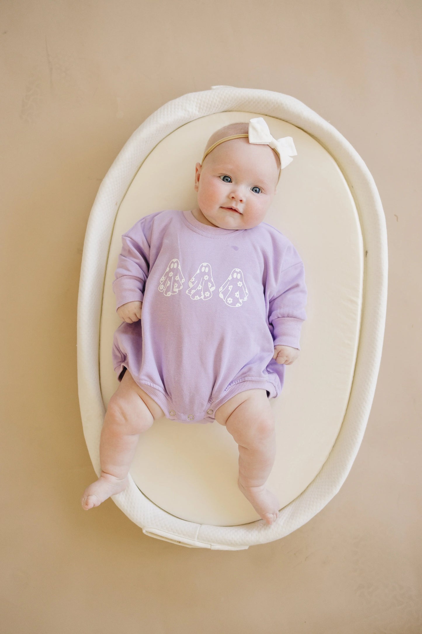 Little Joy Co. Daisy Ghosts Oversized Halloween Romper For Girls And Kids -
