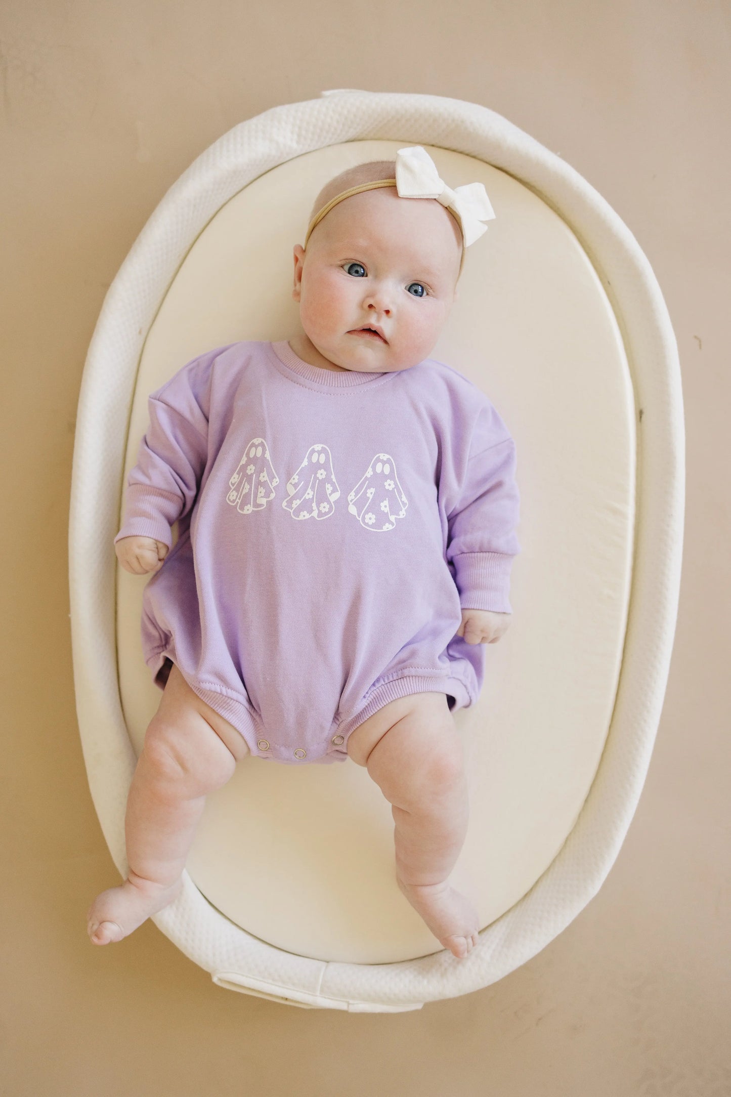 Little Joy Co. Daisy Ghosts Oversized Halloween Romper For Girls And Kids -