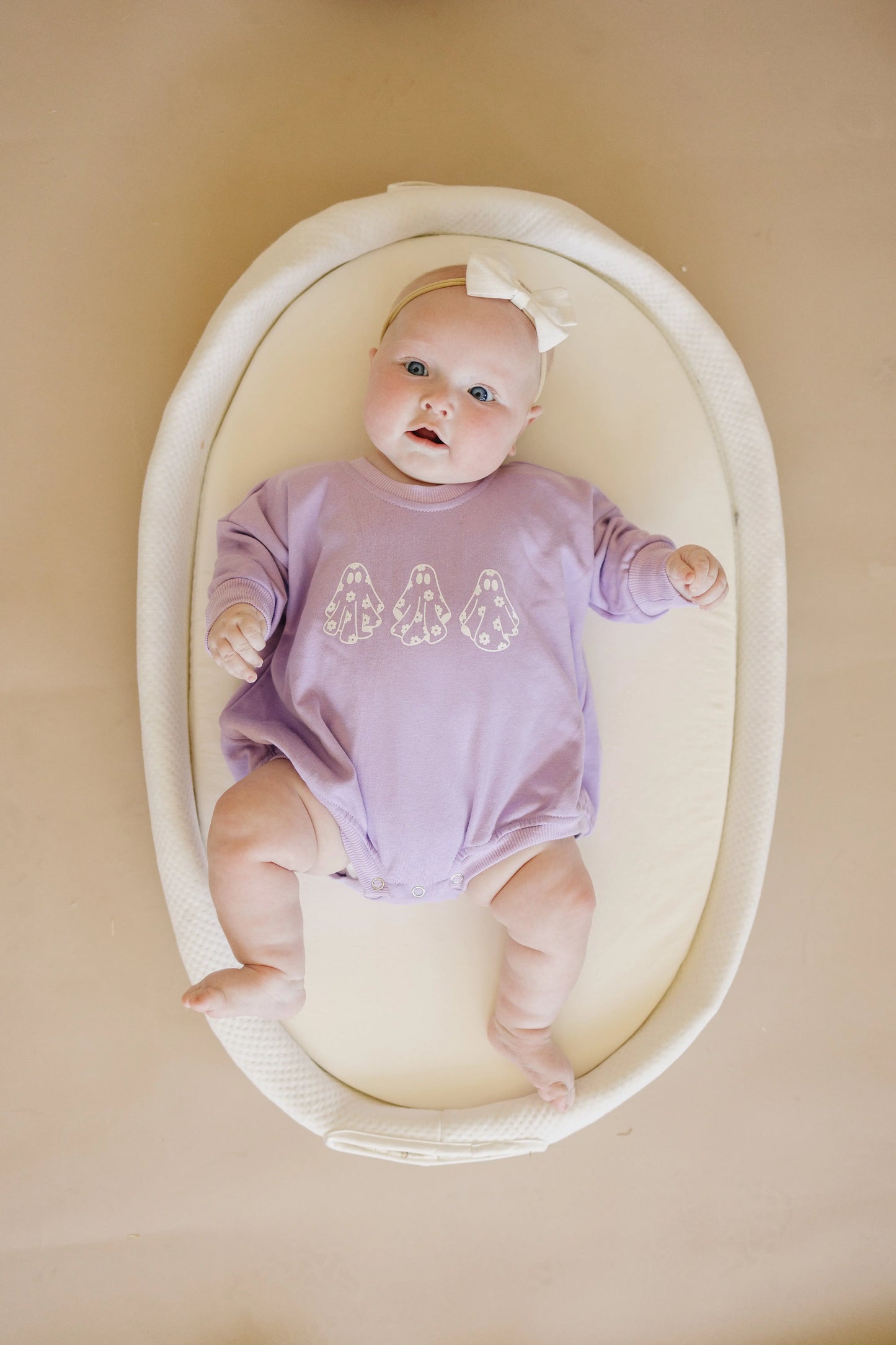 Little Joy Co. Daisy Ghosts Oversized Halloween Romper For Girls And Kids -