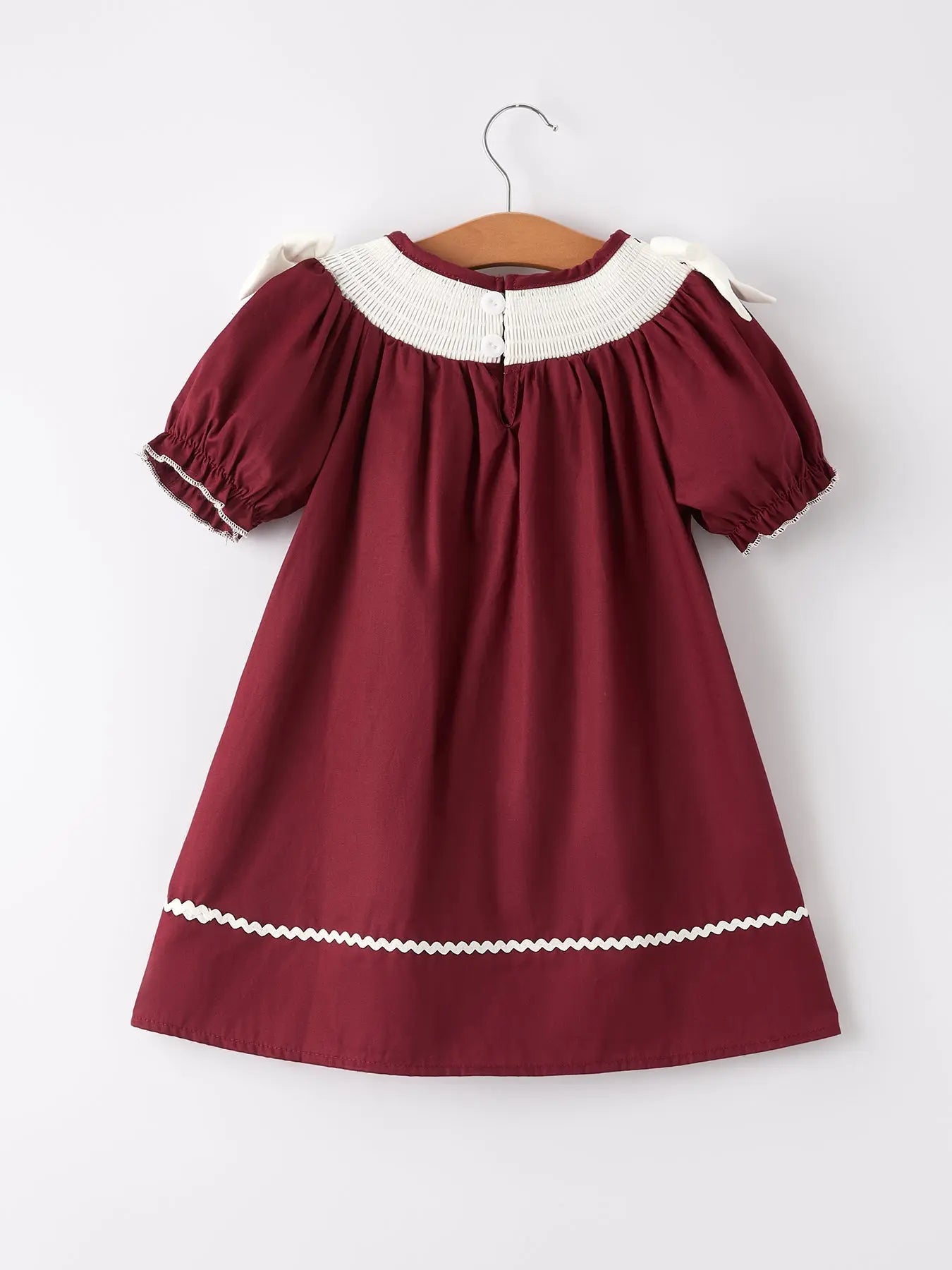 Dark Red Smocked Church Christ Bishop Christening Dress Rylee Faith Designs Everetts Place: Online Boutique