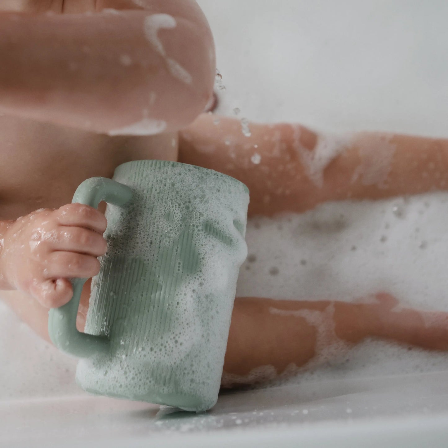 Bath Rinse Cup for Kids with Textured Grip and Controlled Water Stream Mushie