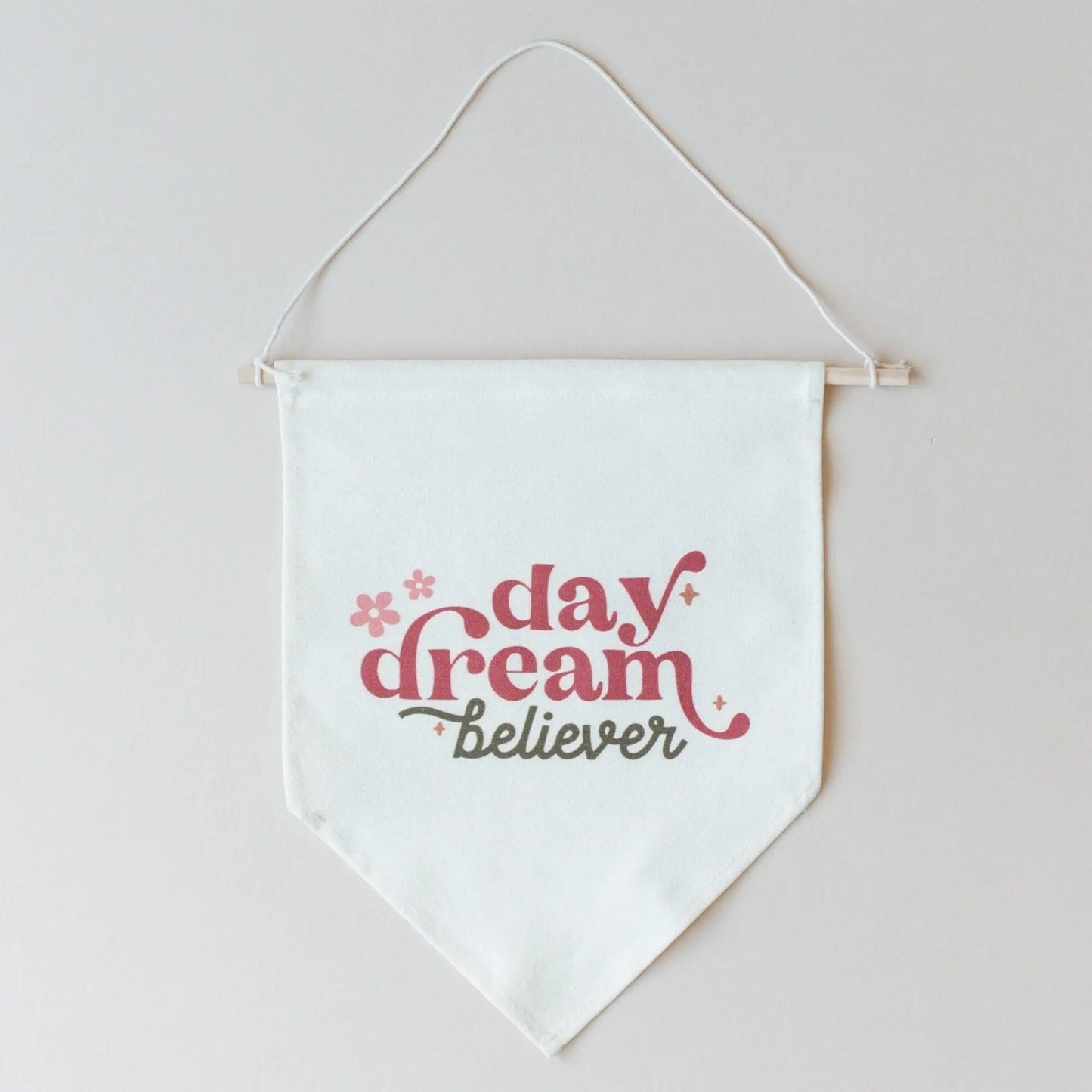 Little Joy Co. Daydream Believer Canvas Pennant Natural Wooden Dowel -