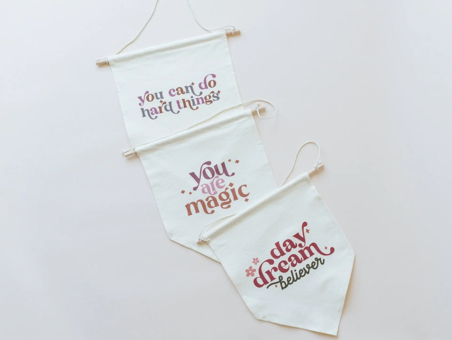 Little Joy Co. Daydream Believer Canvas Pennant Natural Wooden Dowel -
