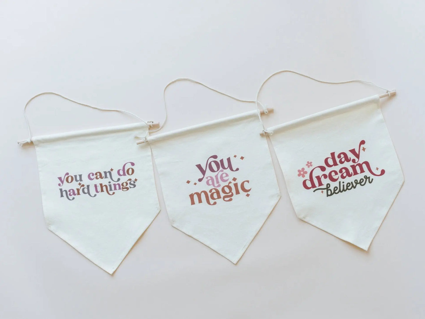 Little Joy Co. Daydream Believer Canvas Pennant Natural Wooden Dowel -