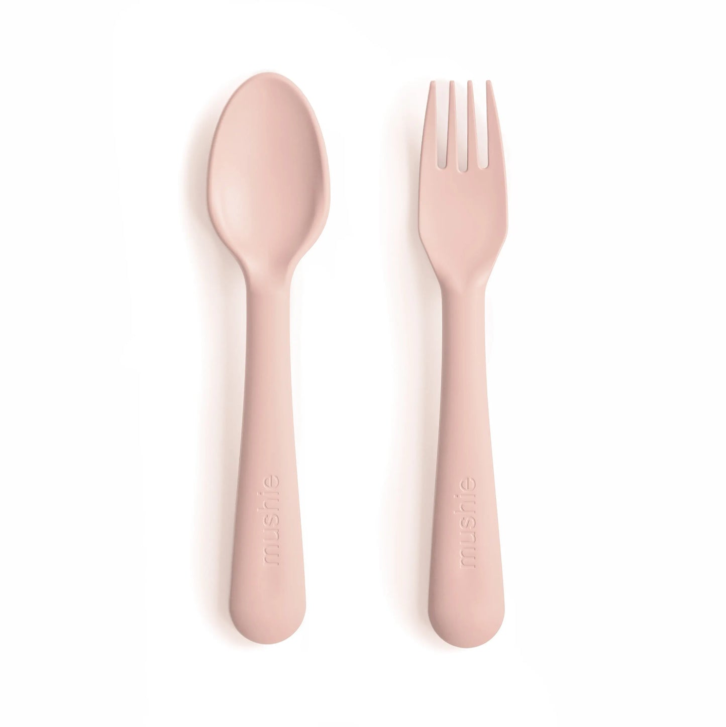 Dinnerware Fork and Spoon Set for Kids BPA Free Plastic Flatware Dishwasher Safe Made in Denmark Mushie Everetts Place: Online Boutique
