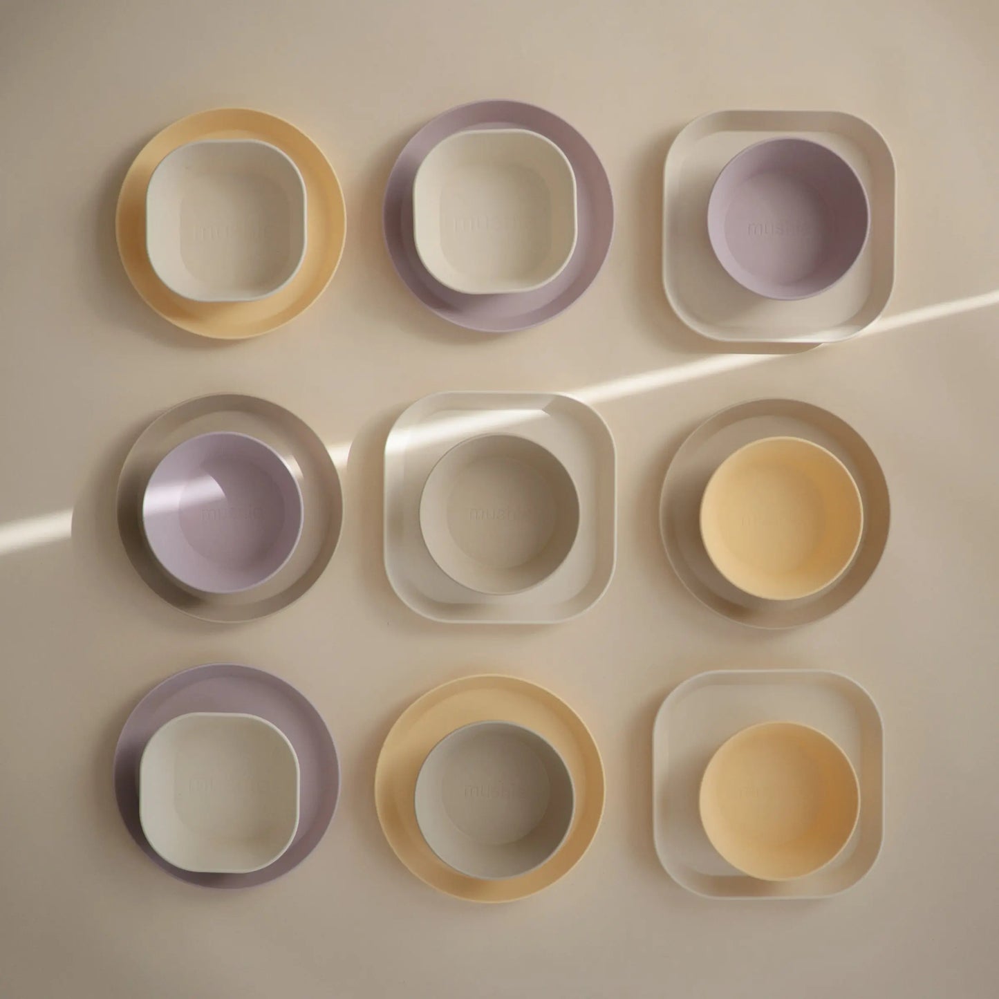 Round Dinnerware Bowl Set BPA Free Plastic Dishwasher Safe Microwave Safe Mushie