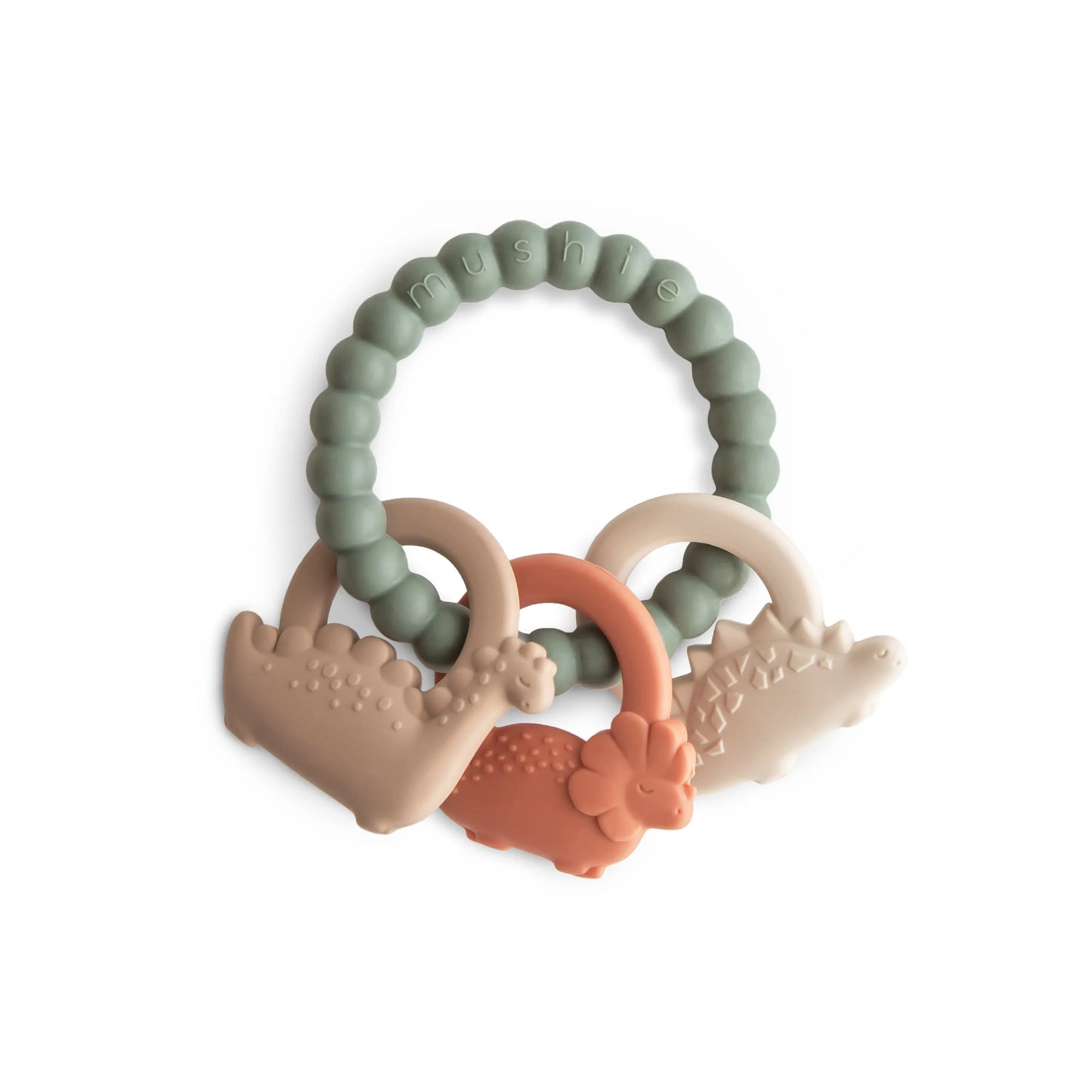 Dino Teething Ring with Sensory Shapes and Textures Mushie Everetts Place: Online Boutique
