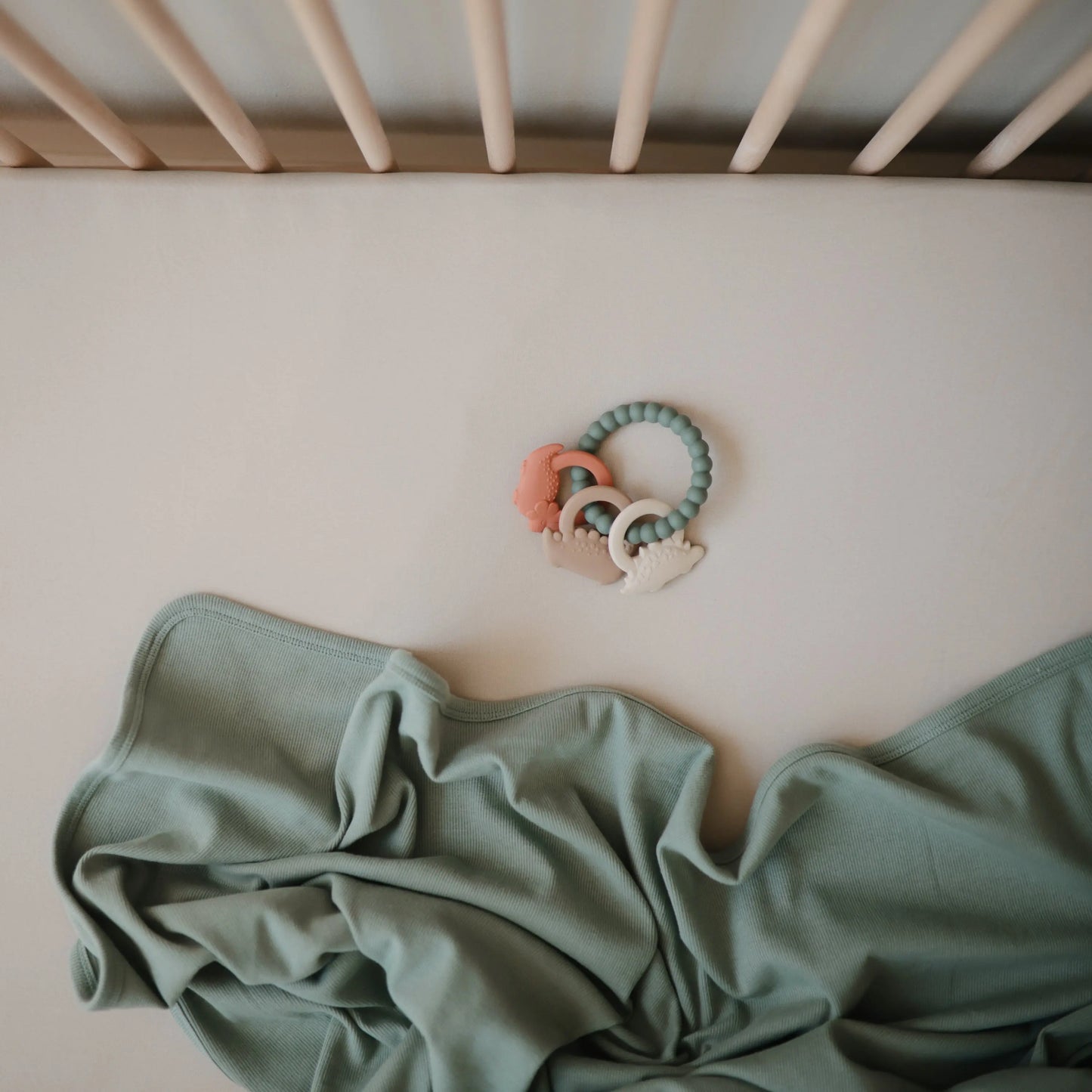 Dino Teething Ring with Sensory Shapes and Textures Mushie Everetts Place: Online Boutique