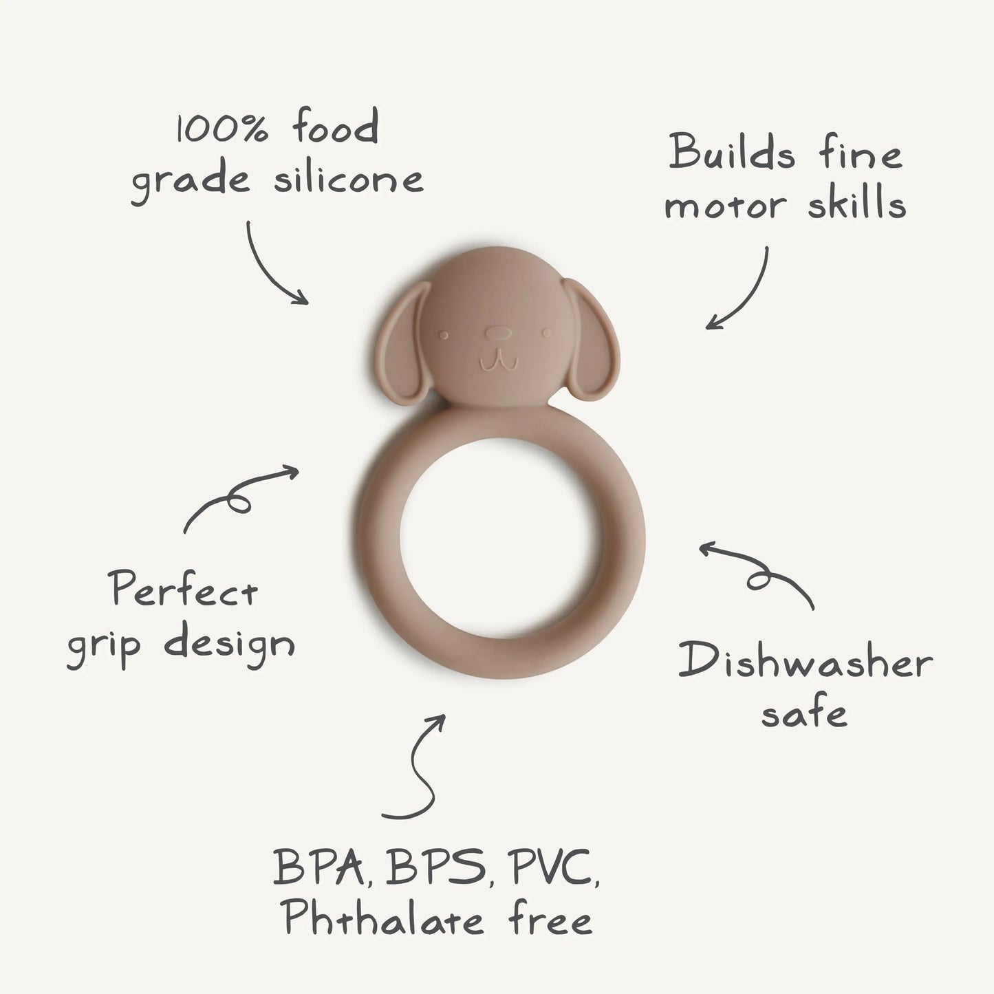 Dog Teether Made From Non Toxic Food Grade Silicone Soft And Safe For Babies Mushie