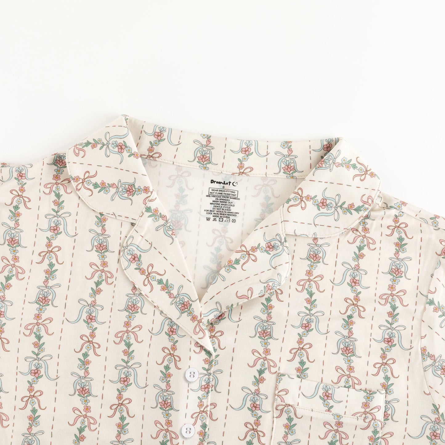 Dreamlet Bow Blossom Womens Short Sleeve Bamboo Pajama Set Dreamlet Everetts Place: Online Boutique