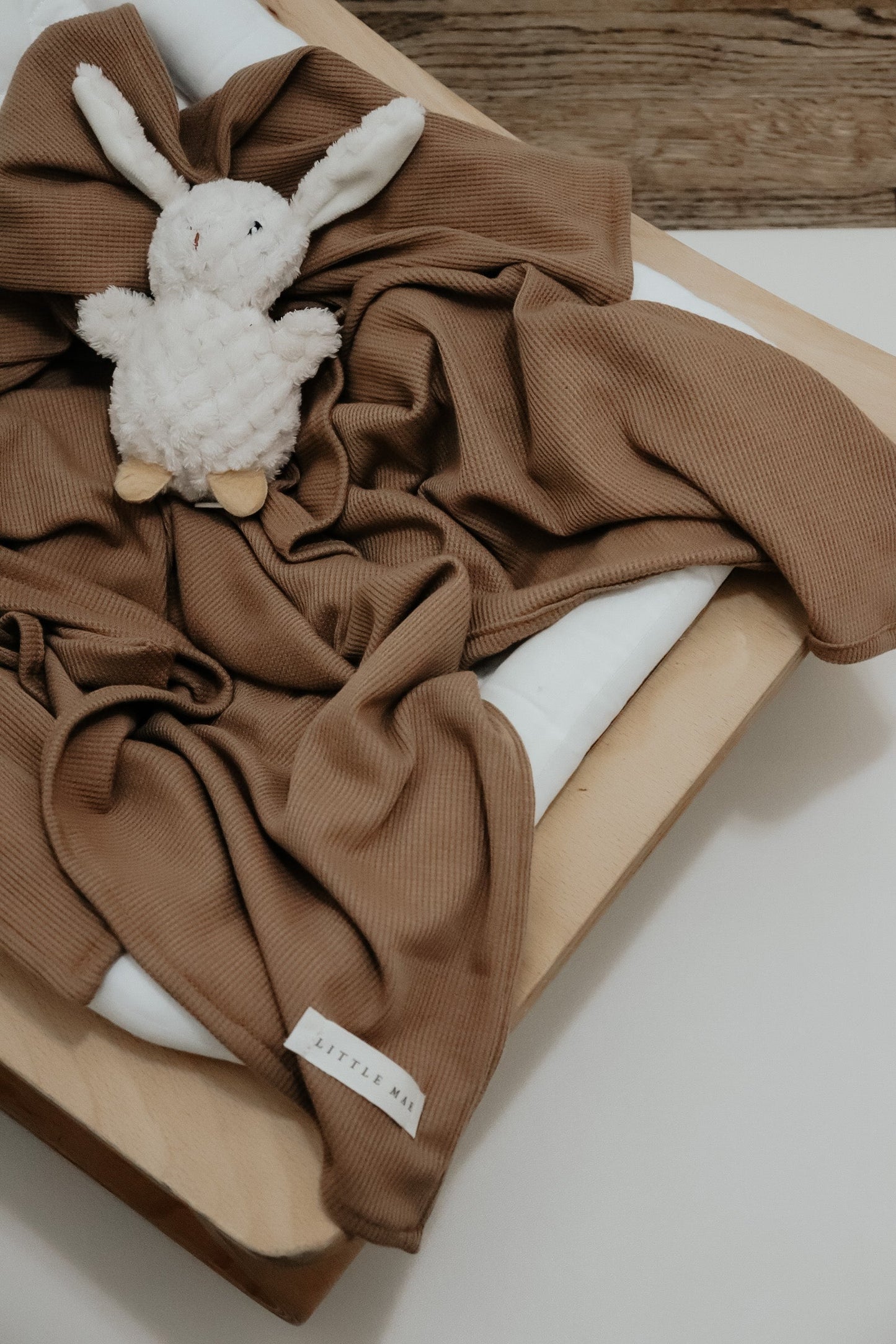 Caramel Waffle Knit Baby Blanket Cozy Fall Snuggle Time Little Mae & Co Everetts Place: Online Boutique
