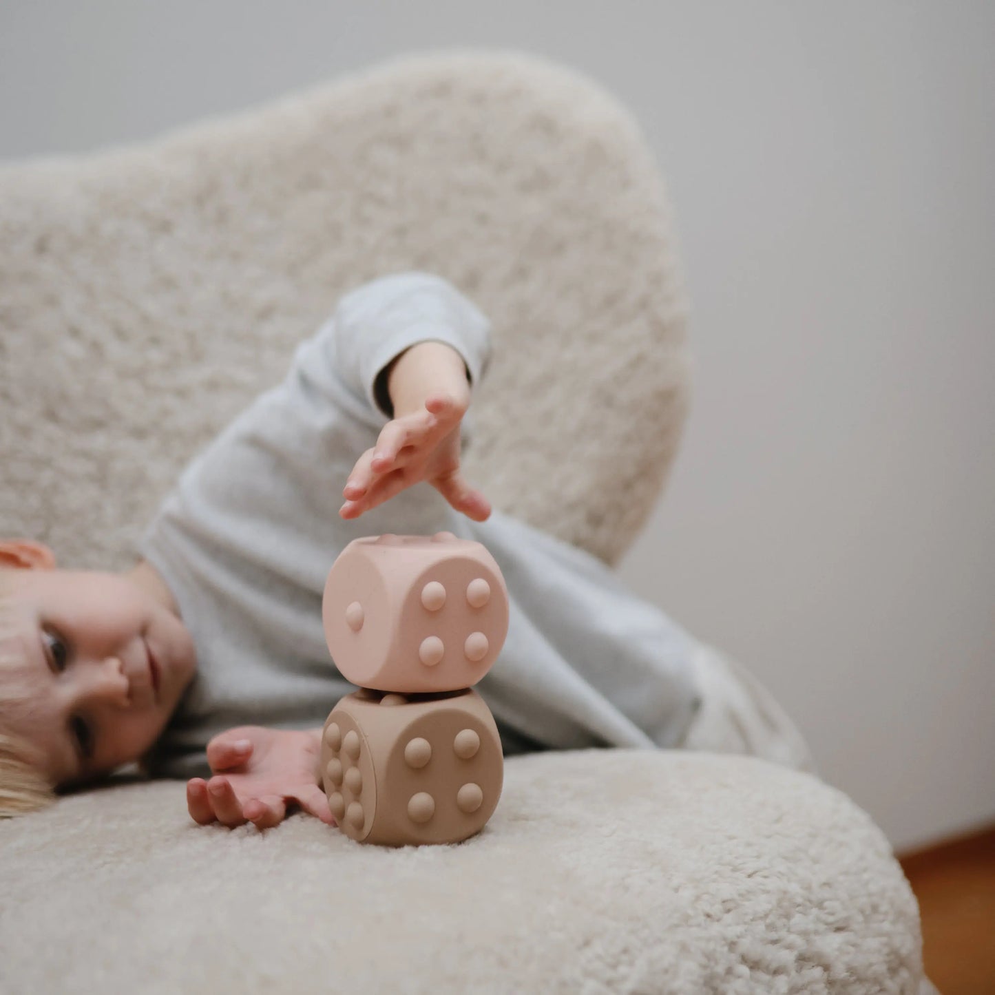 Mushie Dice Press Toy for Fine Motor Skill Development and Learning Mushie