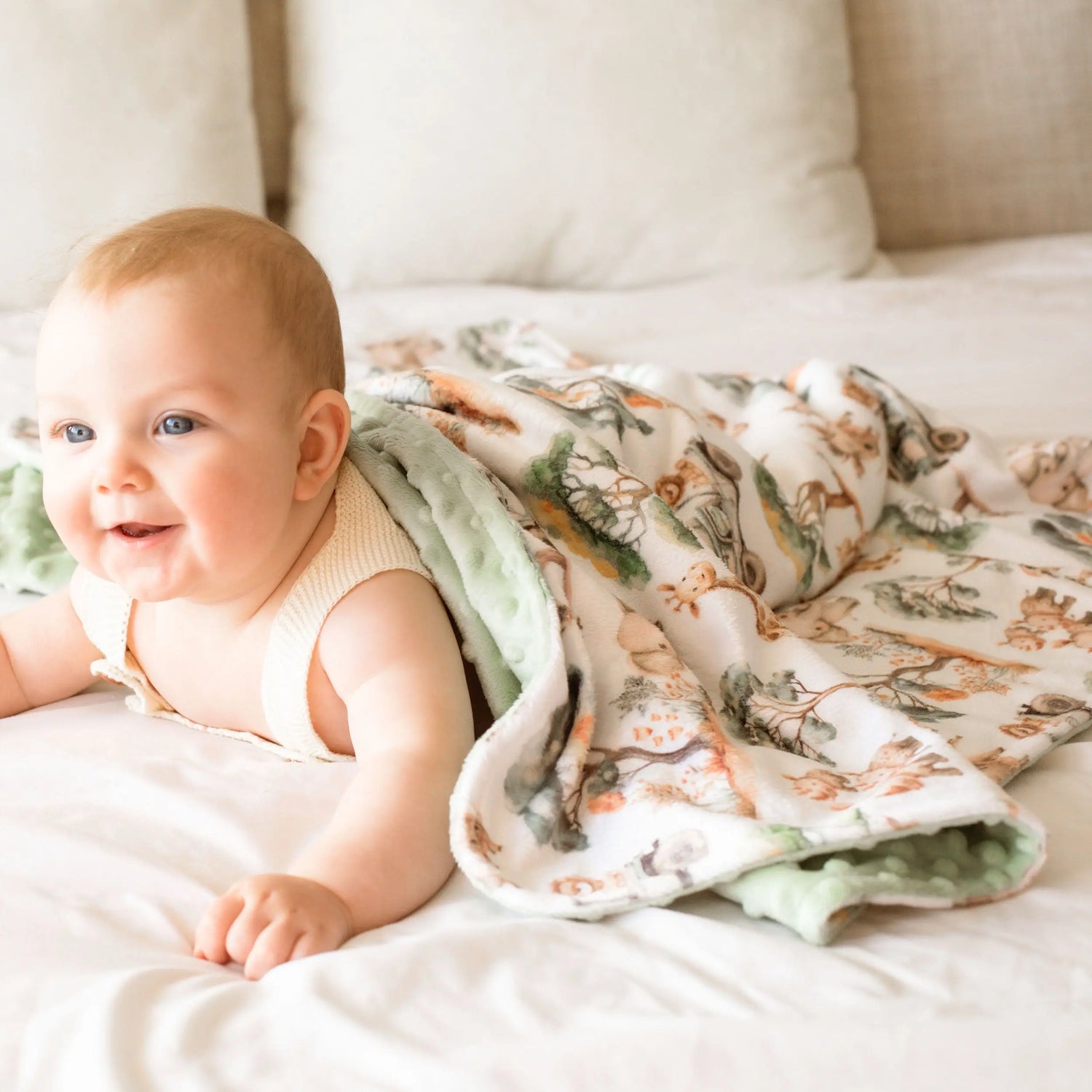Honey Lemonade Premium Minky Baby Blanket with Safari Adventure Print for Sensory Play - Baby & Toddler > Swaddling & Receiving Blankets > Receiving Blankets