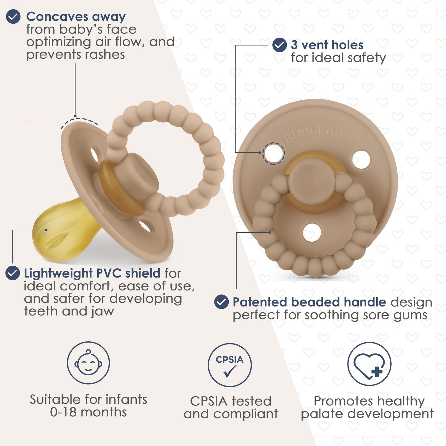 Luladream Pacifier and Clip Sets with Teething Handle for Comfort and Safety Bleu La La