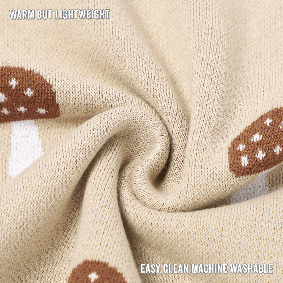 Luxury Knit Mushroom Swaddle Baby Blanket Made from 100 Percent Cotton for Year-Round Comfort Bleu La La