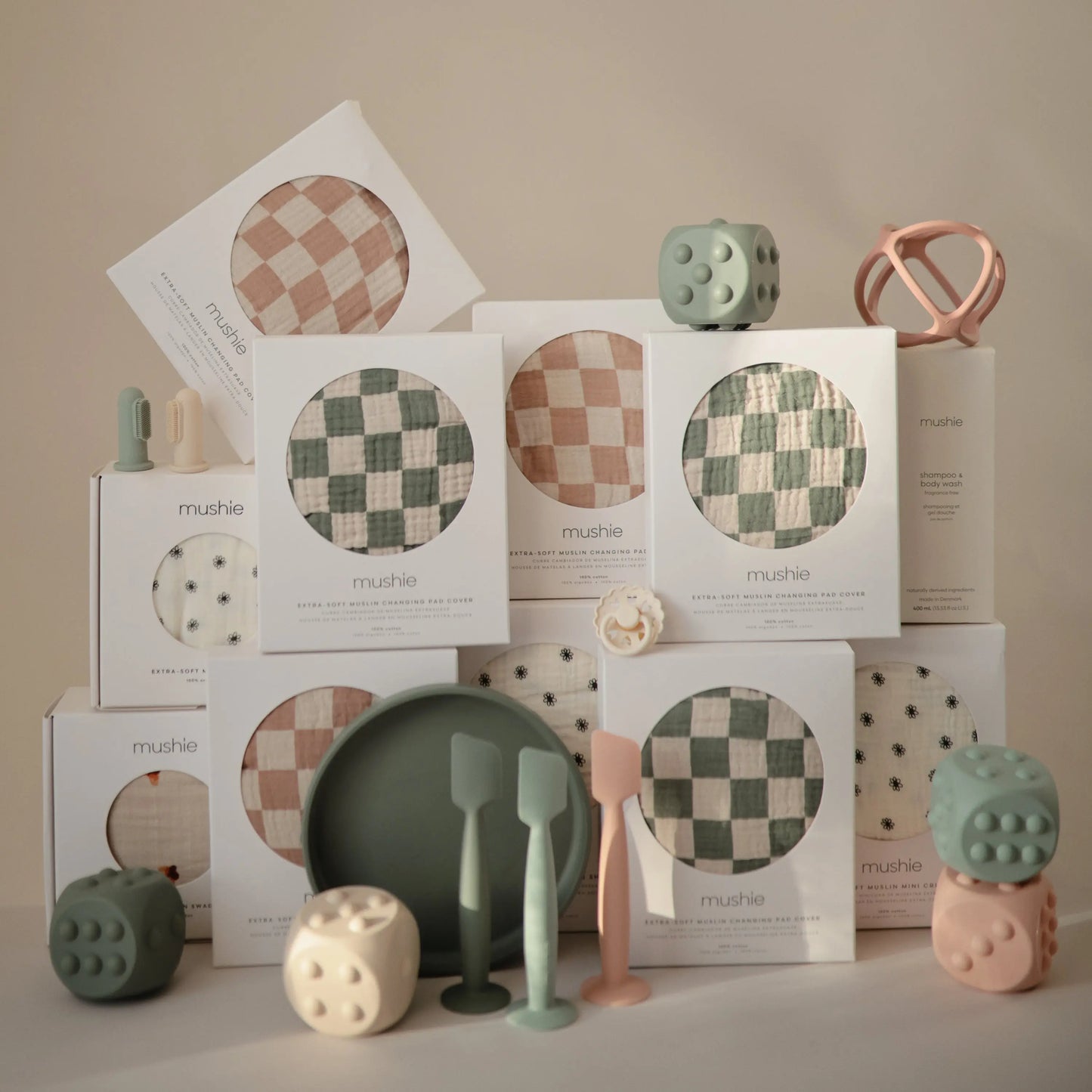 Mushie Dice Press Toy for Fine Motor Skill Development and Learning Mushie