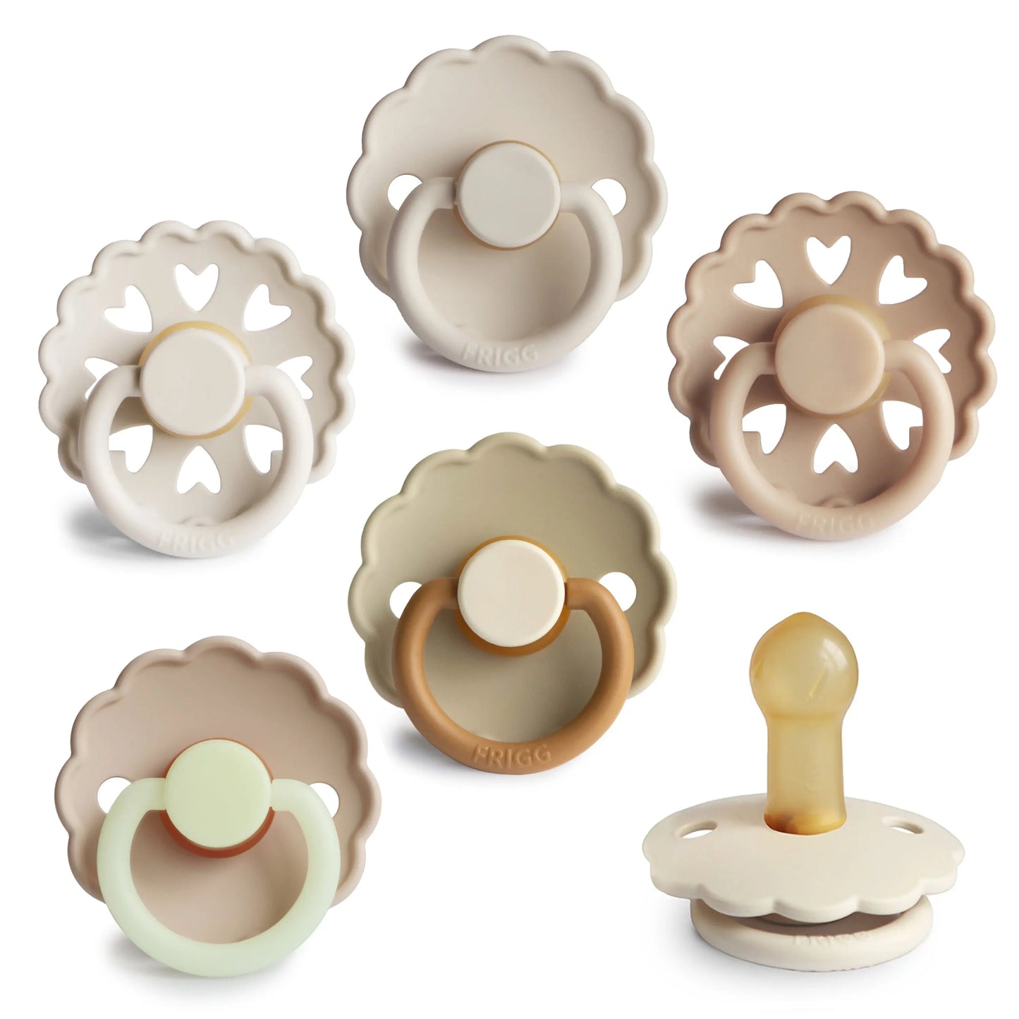 FRIGG Pacifier - Natural Rubber 6-Pack for Baby Comfort Mushie Everetts Place: Online Boutique 34.99