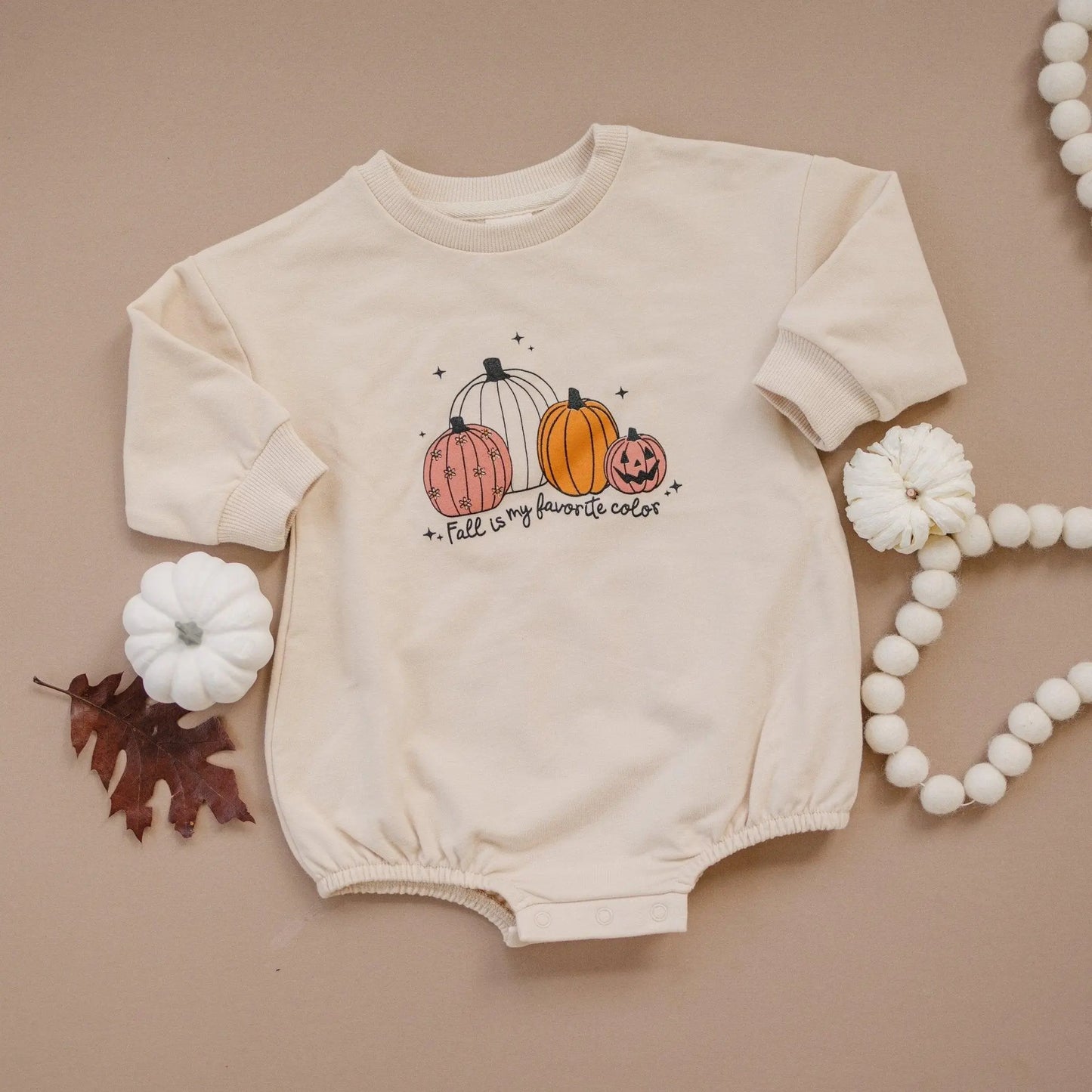 Little Joy Co. Fall Is My Favorite Color Organic Cotton Sweatshirt Romper -