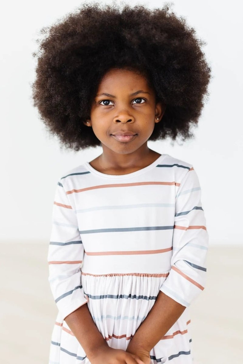 Mila & Rose ® Fall Stripes Three Quarter Sleeve Pocket Twirl Dress - Everetts Place Boutique -