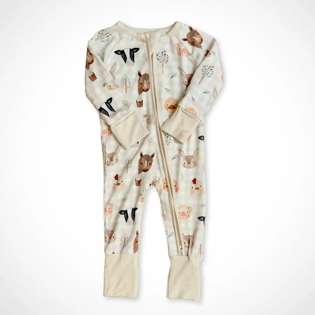 Farm Friends Pajamas Gender Neutral One-Piece Sleeper - Bamboo Baby Kolorful Everetts Place: Online Boutique 36.00