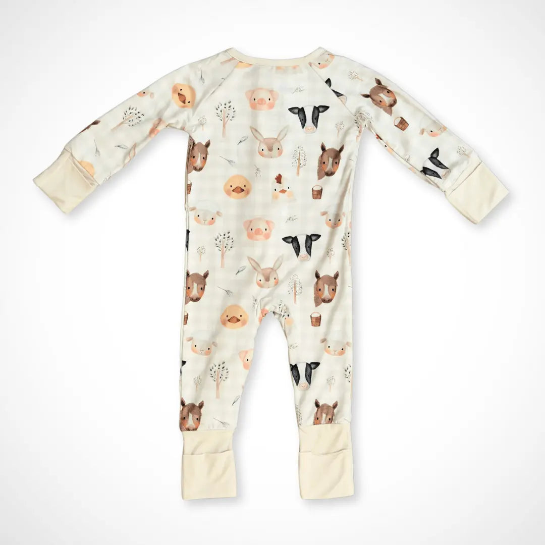 Farm Friends Pajamas Gender Neutral One-Piece Sleeper - Bamboo Baby Kolorful Everetts Place: Online Boutique 36.00