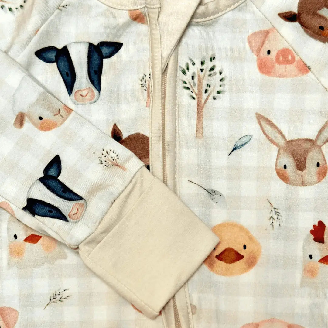 Farm Friends Pajamas Gender Neutral One-Piece Sleeper - Bamboo Baby Kolorful Everetts Place: Online Boutique 36.00