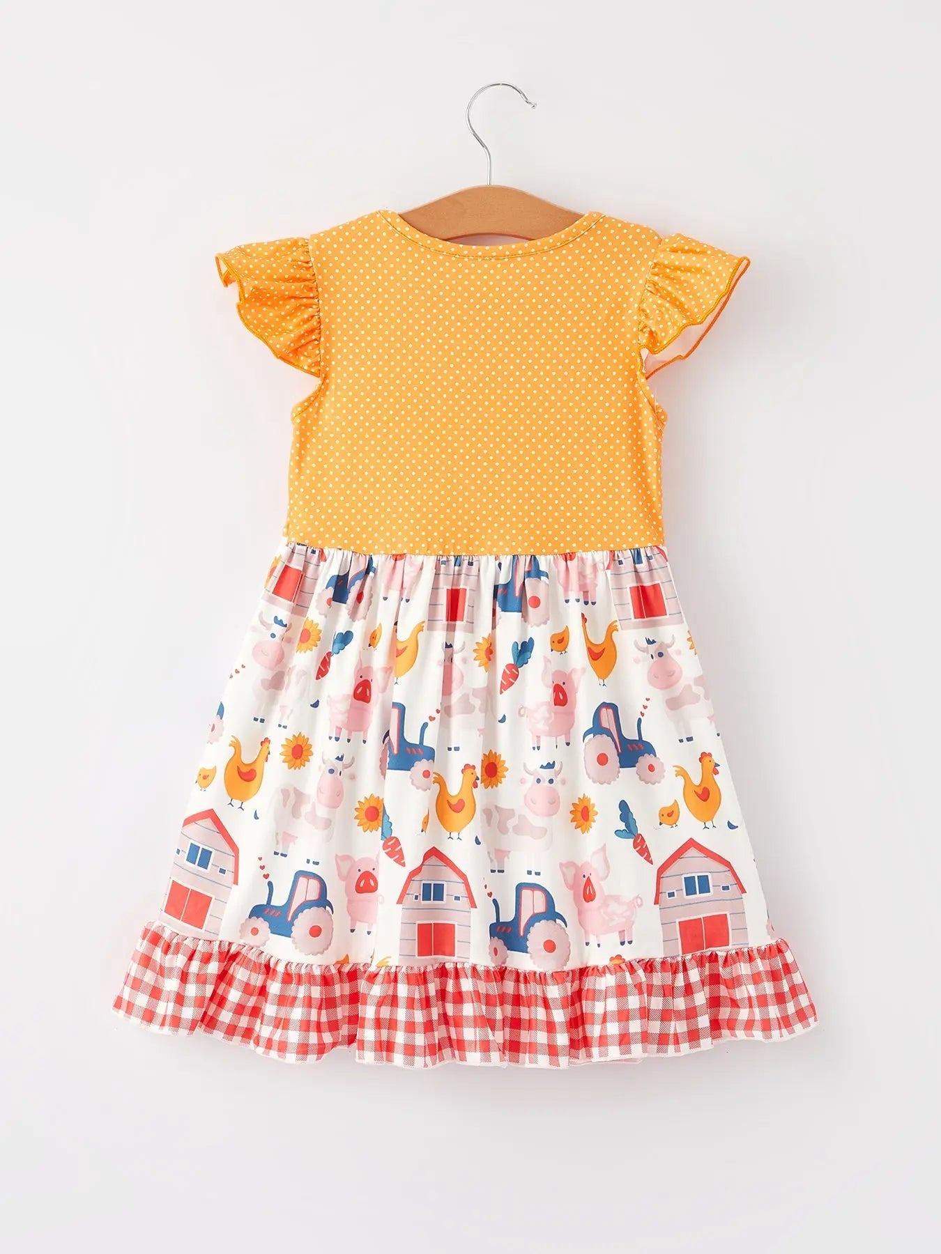 Farm Ruffle Girls Dress with Playful Farm-Themed Print Rylee Faith Designs Everetts Place: Online Boutique