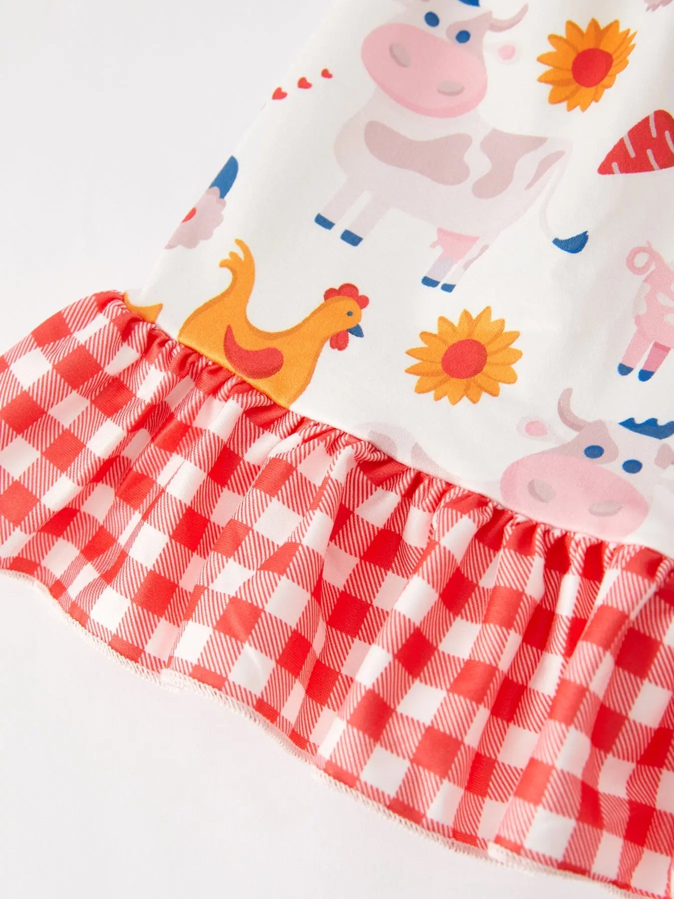 Farm Ruffle Girls Dress with Playful Farm-Themed Print Rylee Faith Designs Everetts Place: Online Boutique