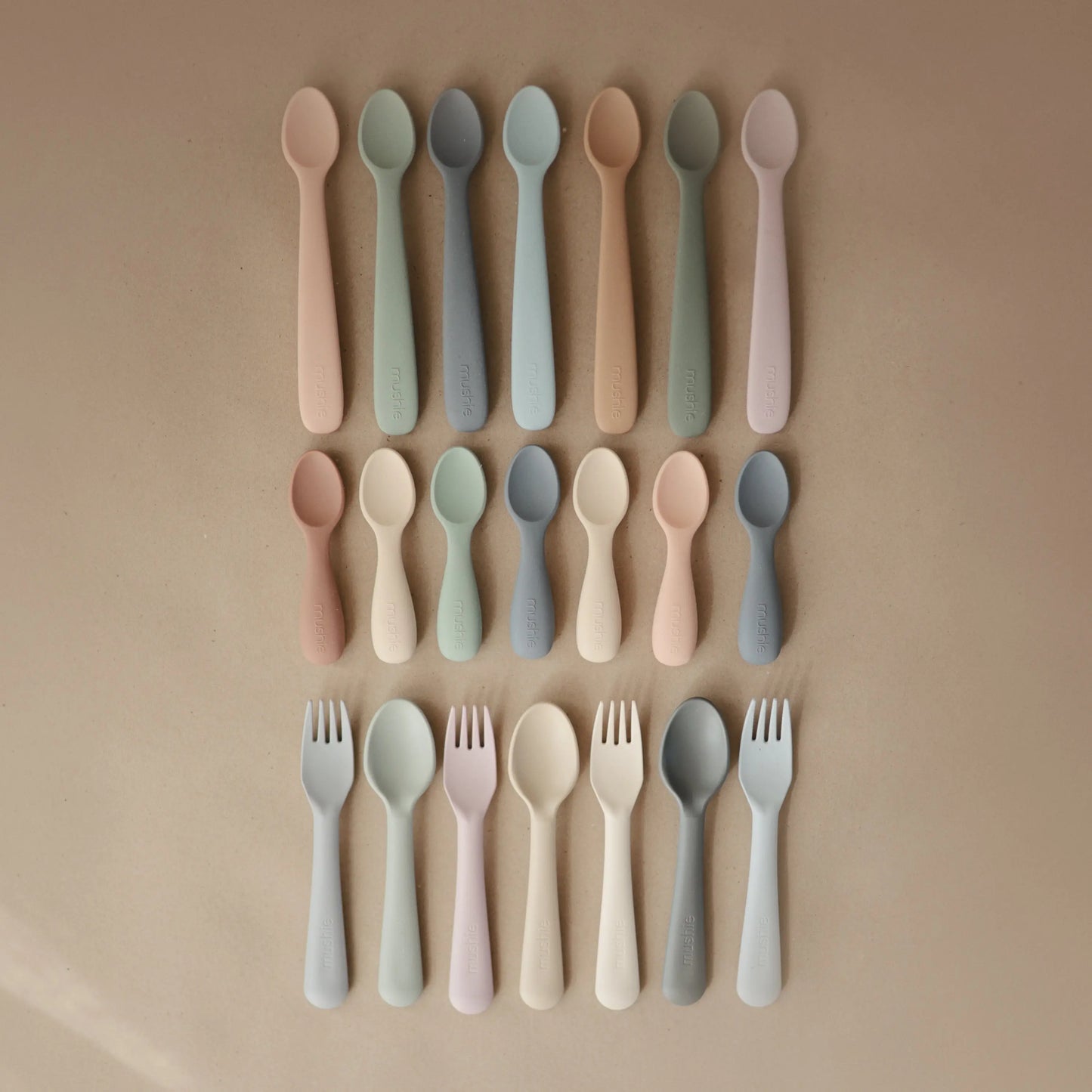 Silicone Toddler Starter Spoons Non Toxic Food Grade Gentle on Gums Easy Grip Handle Mushie