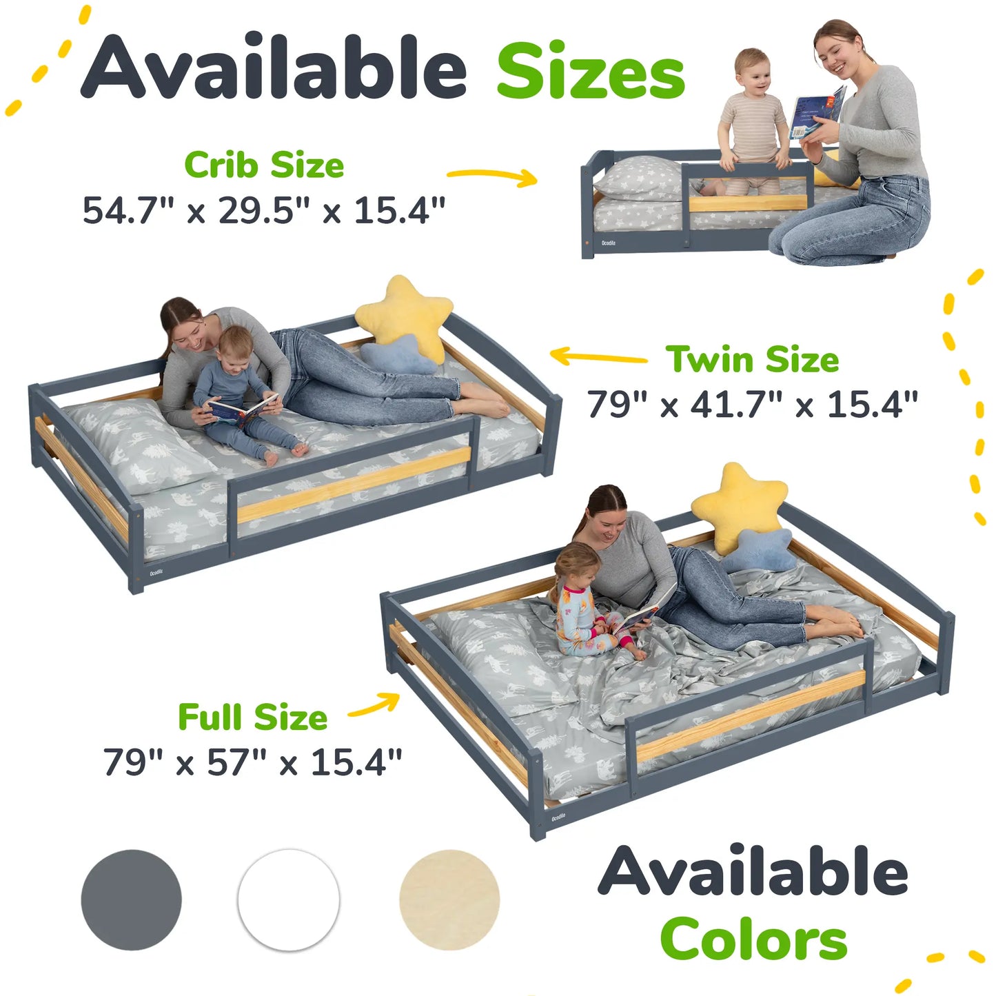 Ocodile.com Cozy Floor Bed for Toddlers with Crib Mattress Compatibility for Easy Transition - Furniture > Baby & Toddler Furniture > Cribs & Toddler Beds > Toddler Beds