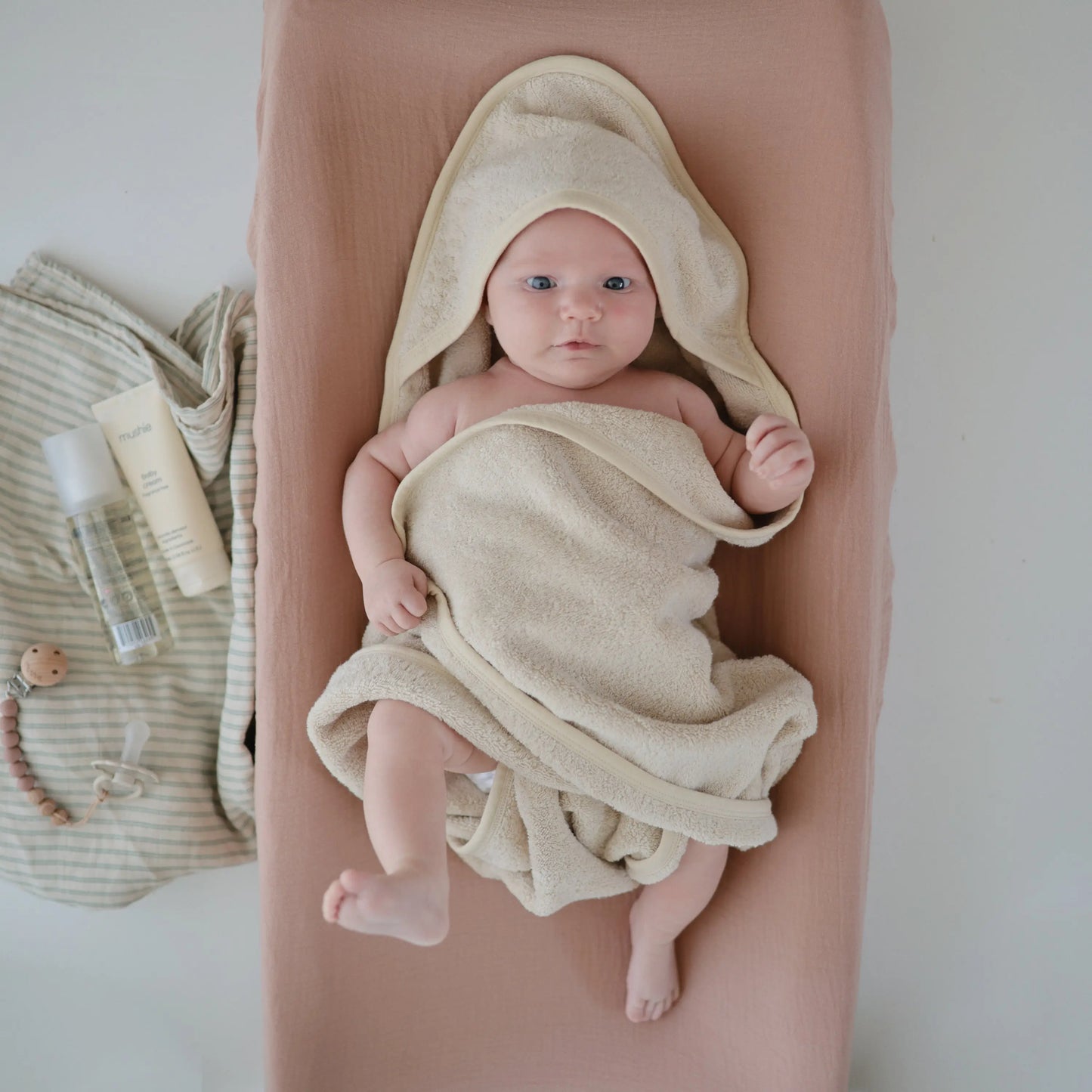 Organic Cotton Baby Hooded Towel Soft and Absorbent for Cozy Cuddles Mushie