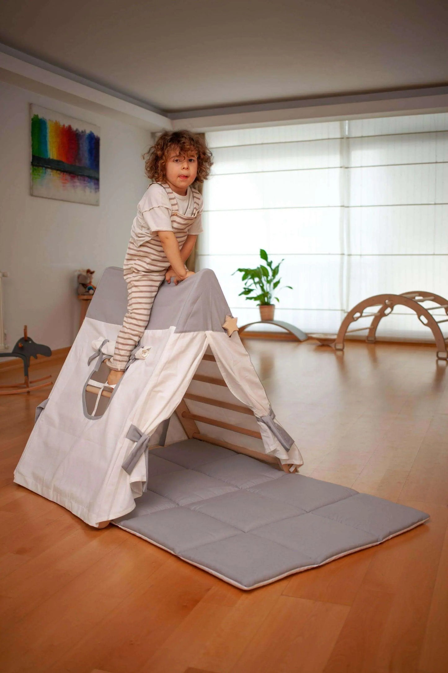 Kidodido Foldable Climbing Triangle With Tent Cover Ramp Mat Kids - Baby & Toddler > Baby Toys & Activity Equipment > Play Mats & Gyms > Play Mats Climbing Triangles