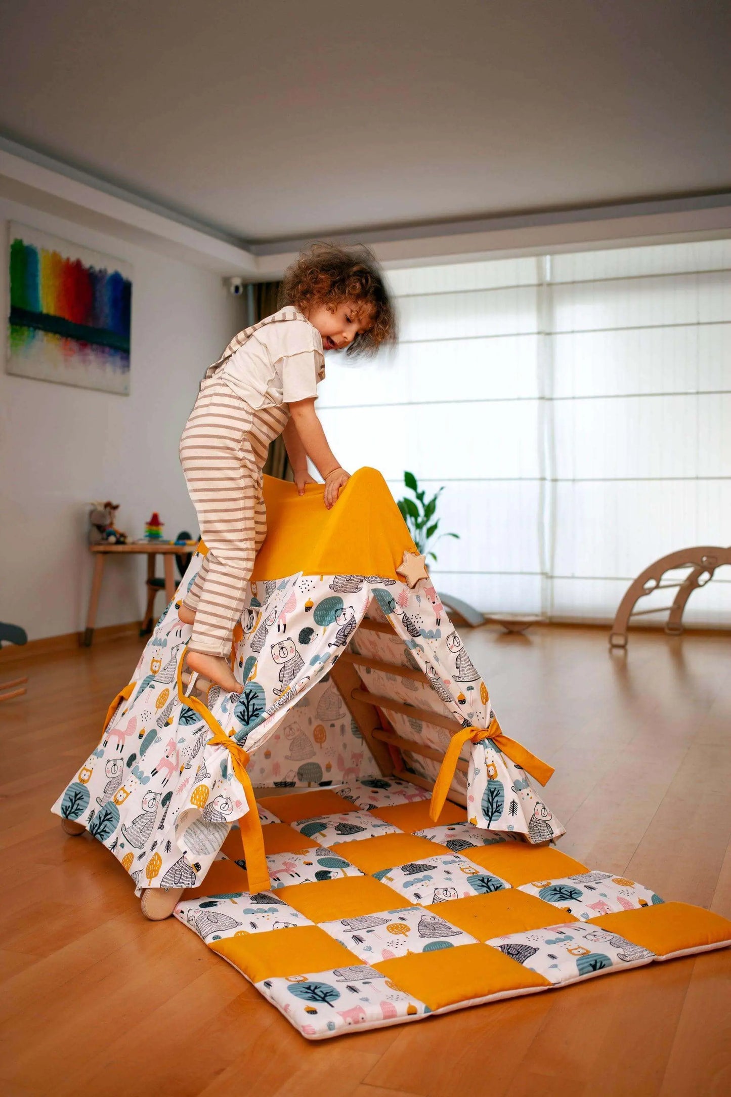 Kidodido Foldable Climbing Triangle With Tent Cover Ramp Mat Kids - Baby & Toddler > Baby Toys & Activity Equipment > Play Mats & Gyms > Play Mats Climbing Triangles