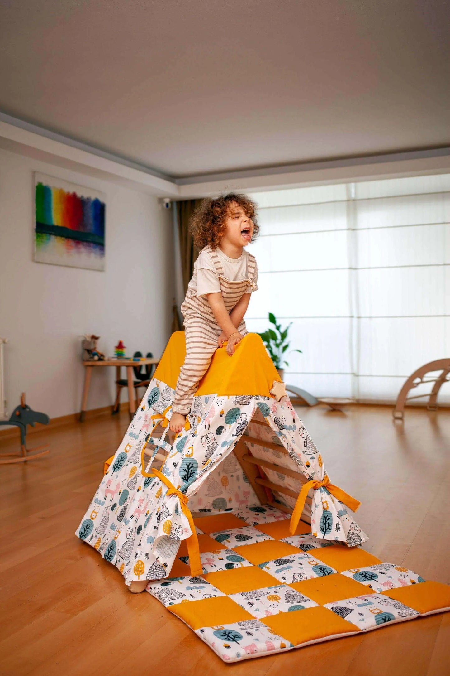 Kidodido Foldable Climbing Triangle With Tent Cover Ramp Mat Kids - Baby & Toddler > Baby Toys & Activity Equipment > Play Mats & Gyms > Play Mats Climbing Triangles