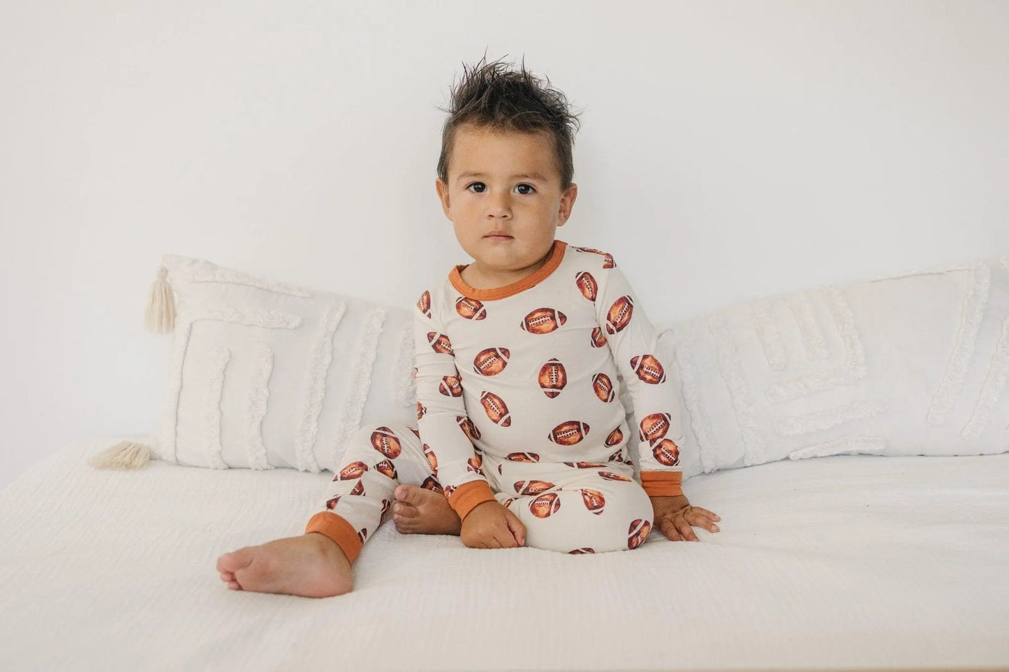 Football Print 2pc Bamboo Pajamas Little Joy Co. Everetts Place: Online Boutique