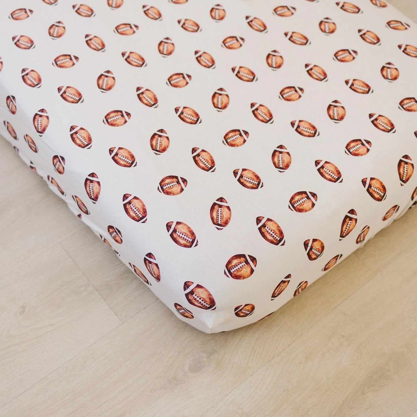 Little Joy Co. Football Print Bamboo Crib Sheet For Baby Nursery Decor Cozy - Furniture > Baby & Toddler Furniture > Crib & Toddler Bed Accessories