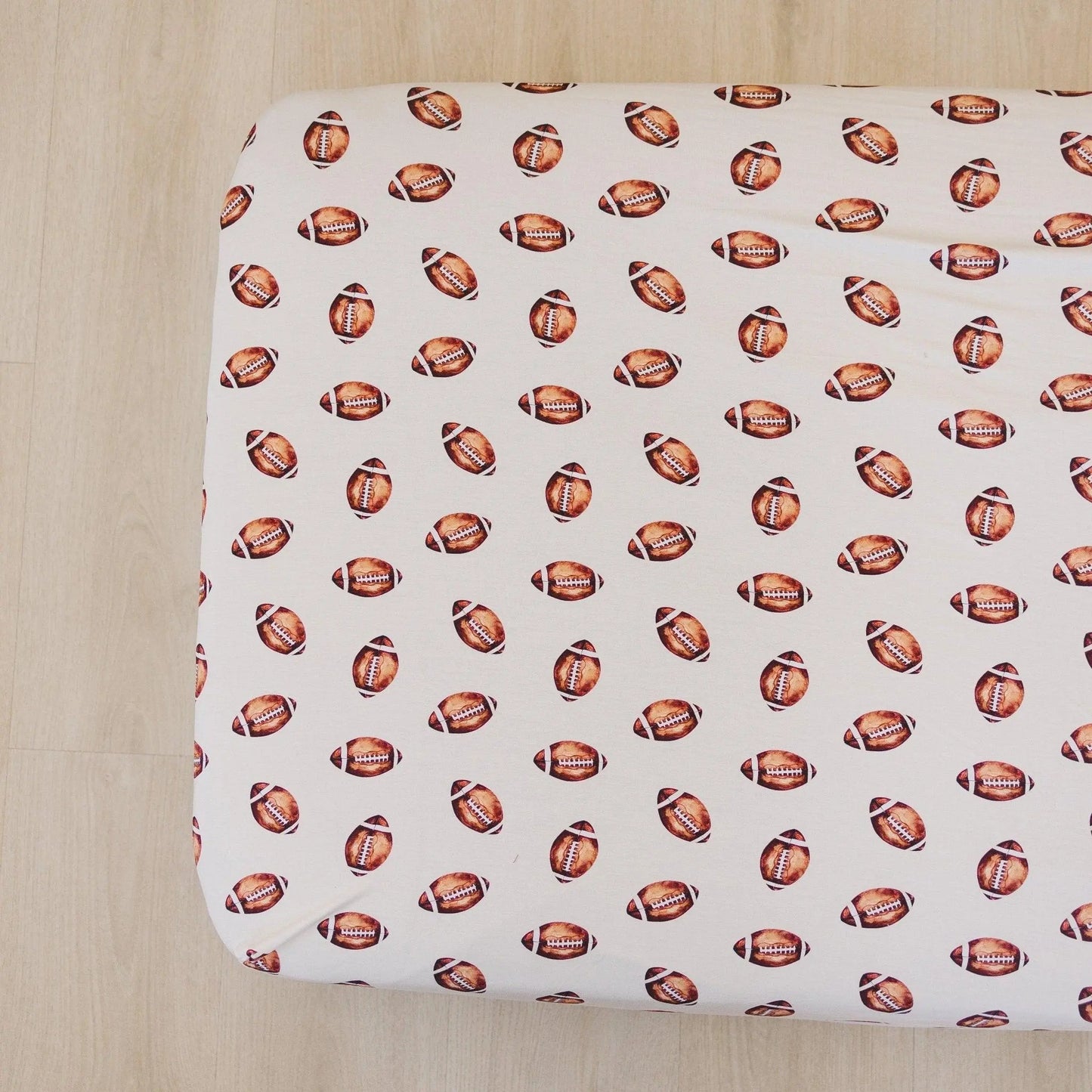Little Joy Co. Football Print Bamboo Crib Sheet For Baby Nursery Decor Cozy - Furniture > Baby & Toddler Furniture > Crib & Toddler Bed Accessories