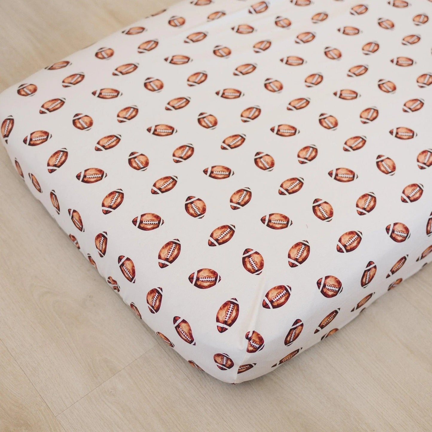 Little Joy Co. Football Print Bamboo Crib Sheet For Baby Nursery Decor Cozy - Furniture > Baby & Toddler Furniture > Crib & Toddler Bed Accessories
